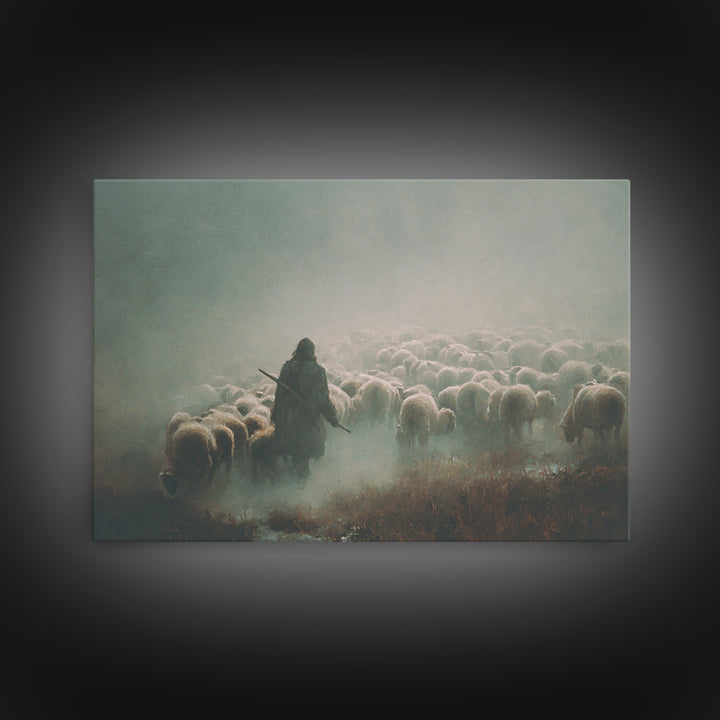 Desert Shepherd Peace | Framed Canvas Print | Christian Wall Art | Jesus Painting | Christian Art Canvas | Christmas Art