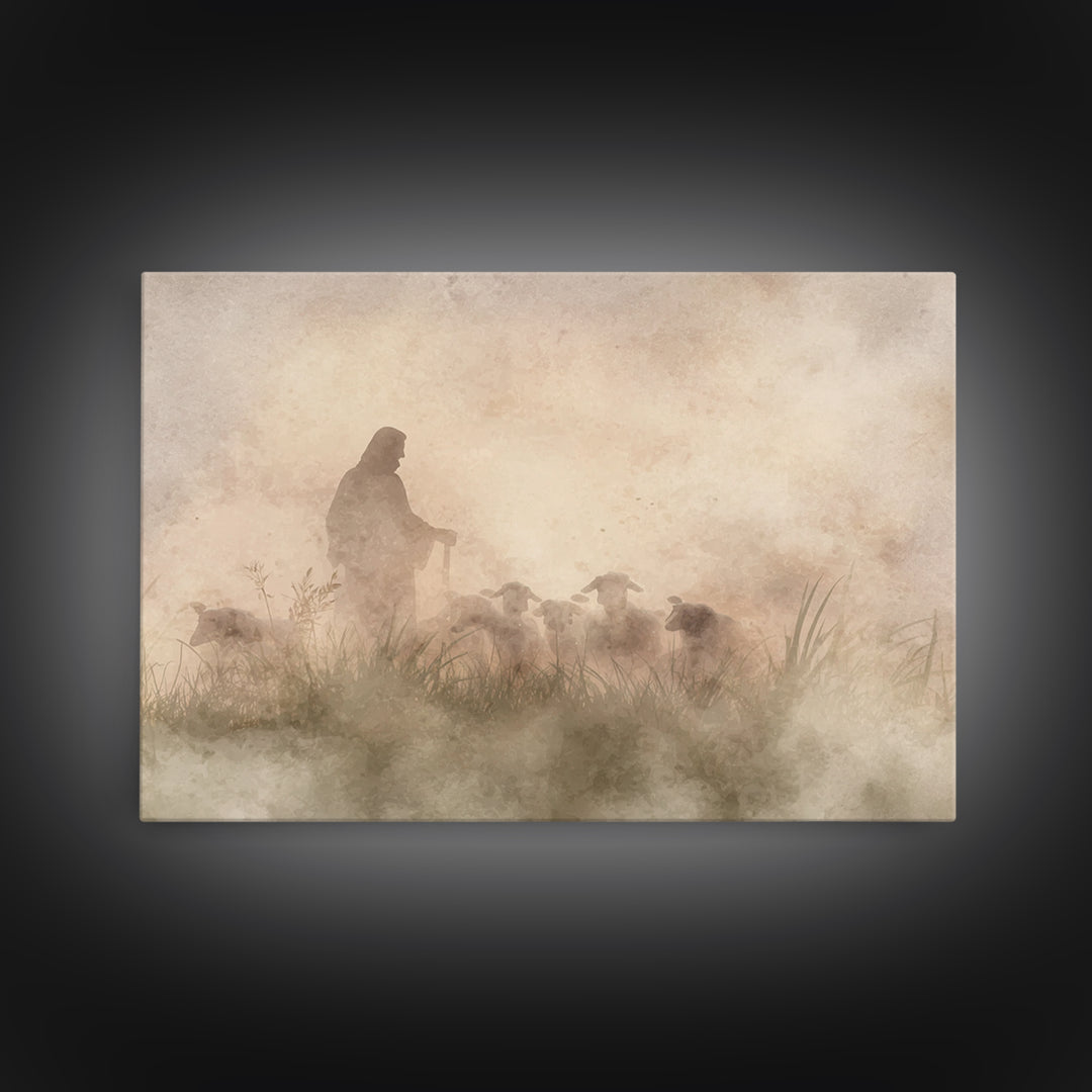 Radiant Pasture Grace – Framed Canvas Print – Christian Wall Art – Christian Art Canvas – Jesus Painting – Christmas Art