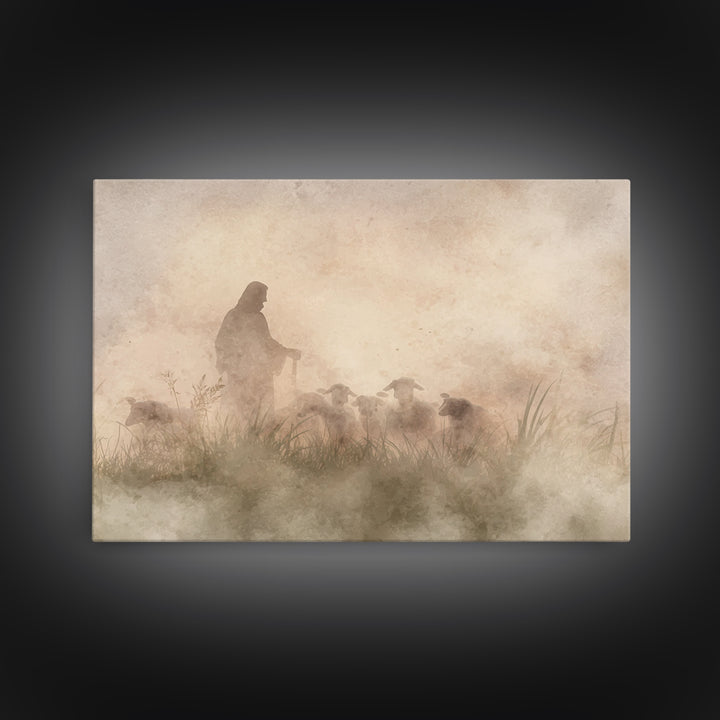 Radiant Pasture Grace – Framed Canvas Print – Christian Wall Art – Christian Art Canvas – Jesus Painting – Christmas Art