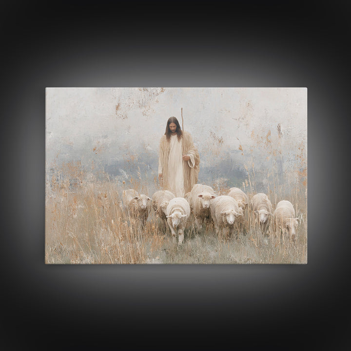 Grace In The Meadow – Framed Canvas Print – Christian Wall Art – Christian Art Canvas – Jesus Painting – Christian Christmas Art
