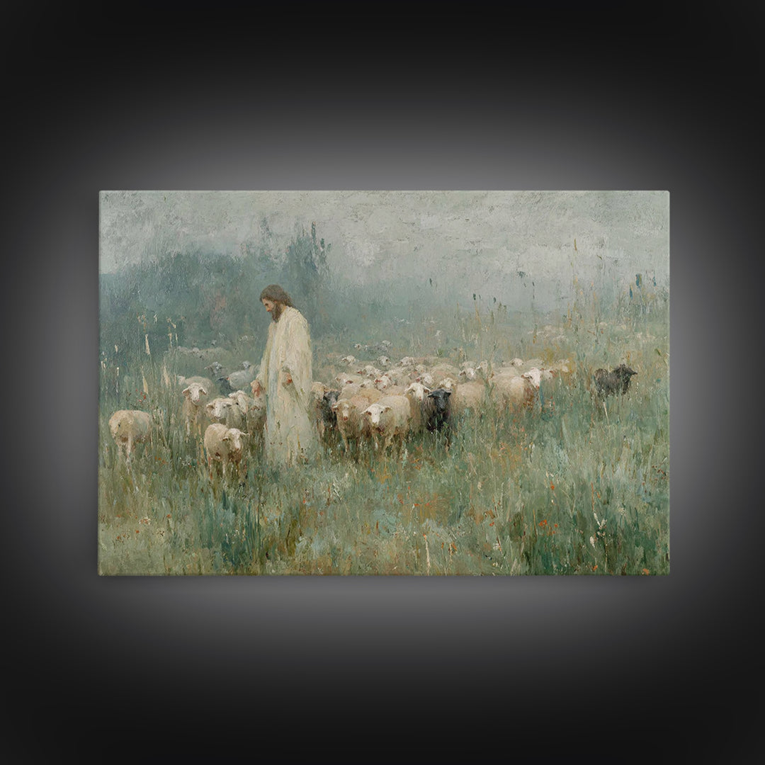 Pasture Of Peace | Framed Canvas Print | Christian Art Canvas | Christian Wall Art | Jesus Painting | Christian Art