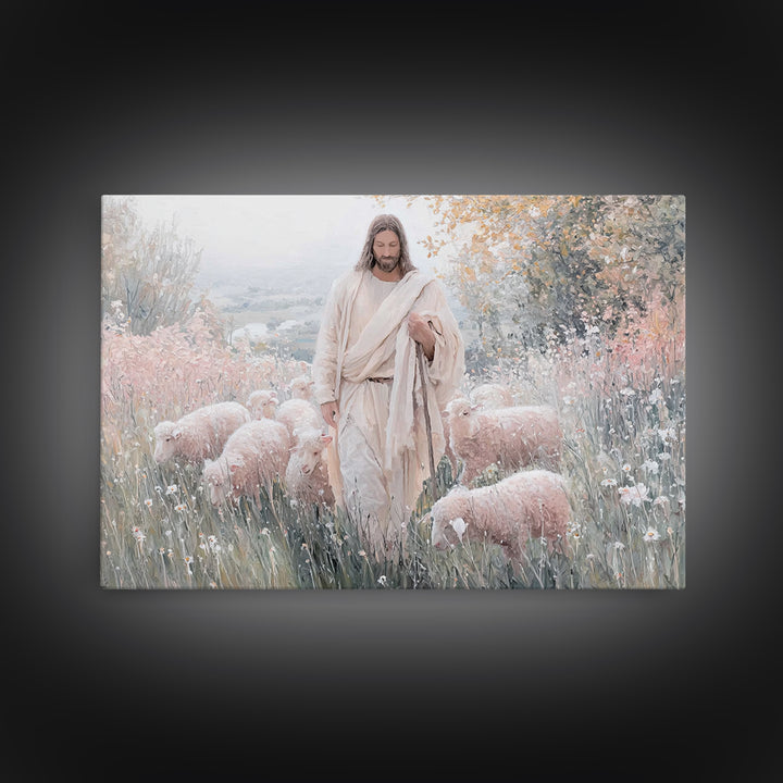 Garden Of His Care – Framed Canvas Print – Christian Art Canvas – Jesus Painting – Christian Wall Art – Christian Art