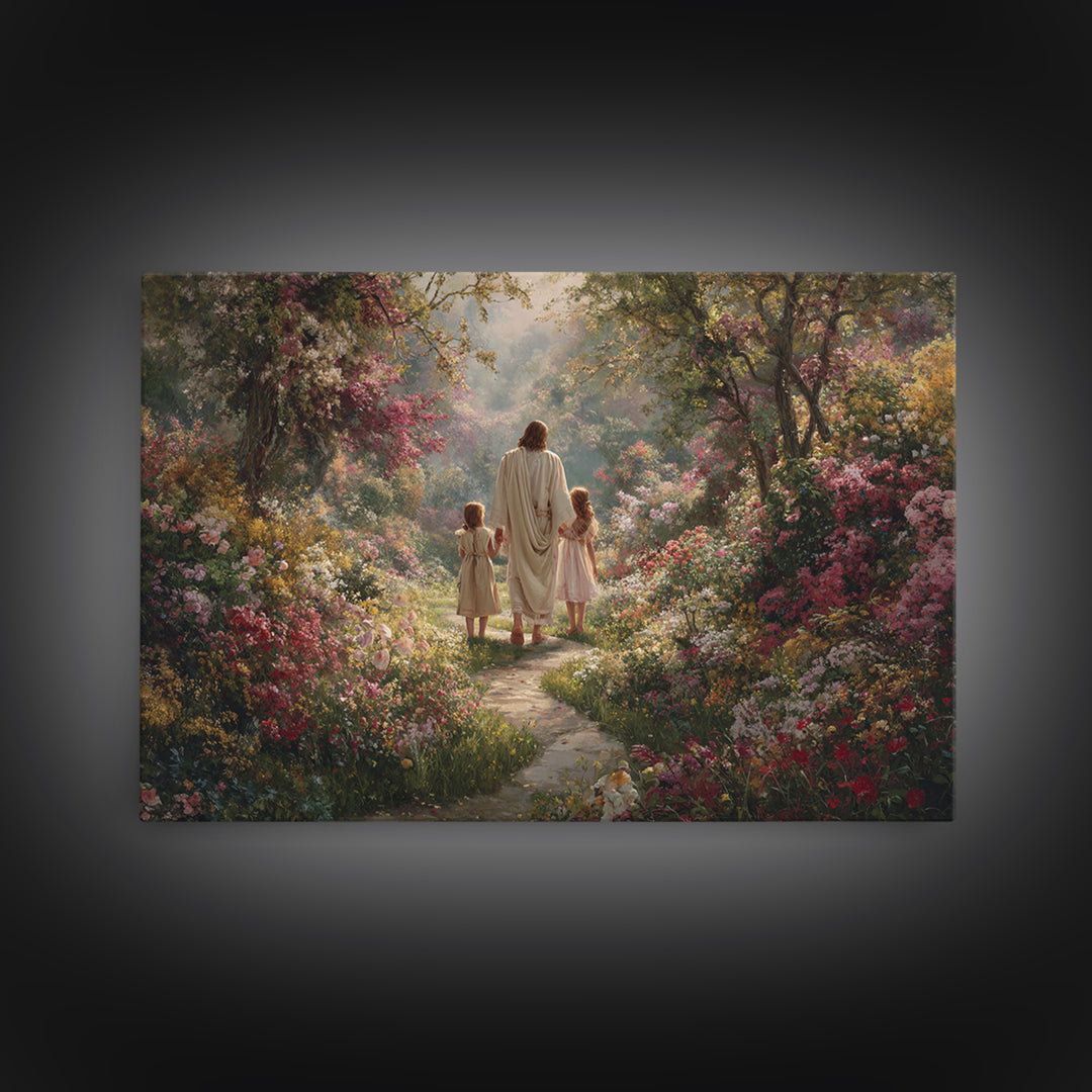 Heavenly Garden Walk – Framed Canvas Print – Christian Art Canvas – Christian Art – Christian Wall Art – Christian Gift