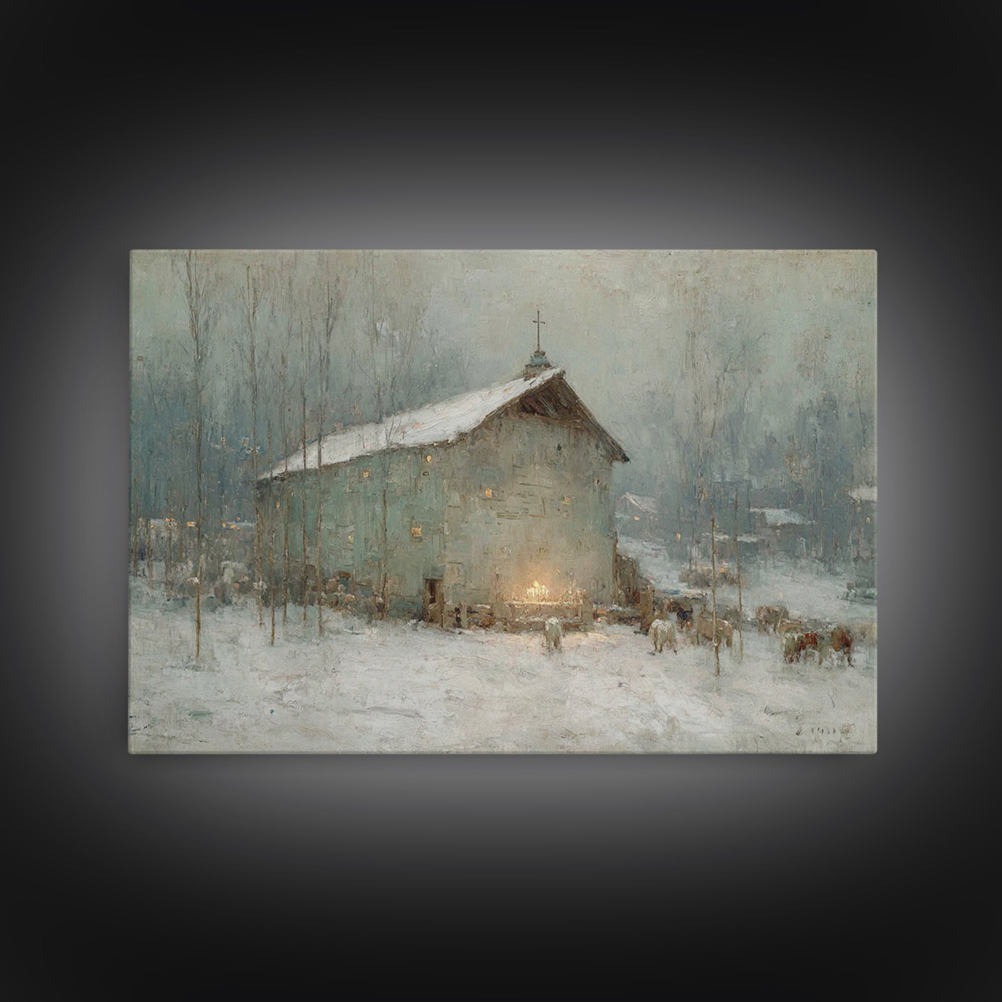 Rustic Nativity Glow | Framed Canvas Print | Christian Wall Art | Christian Art Canvas | Jesus Painting | Christmas Art | Christian Decorat