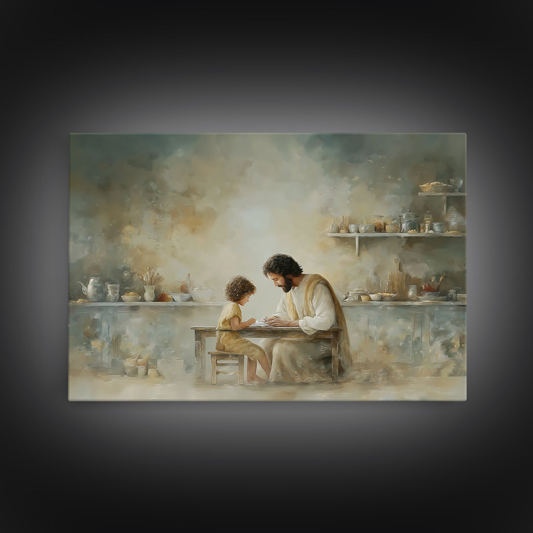Bread Of Blessing, Framed Canvas Print, Christian Art Canvas, Jesus Painting, Christian Wall Art, Modern Christian Art, Christian Decor