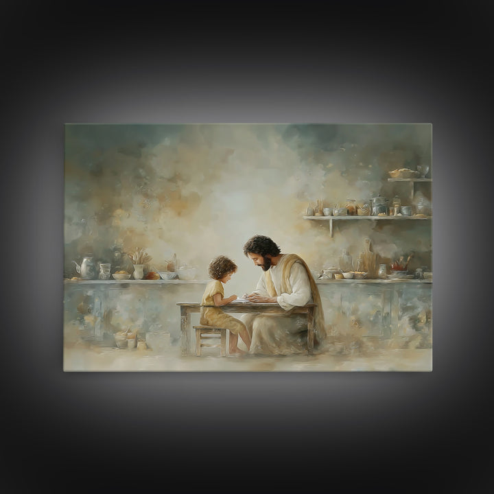 Bread Of Blessing, Framed Canvas Print, Christian Art Canvas, Jesus Painting, Christian Wall Art, Modern Christian Art, Christian Decor