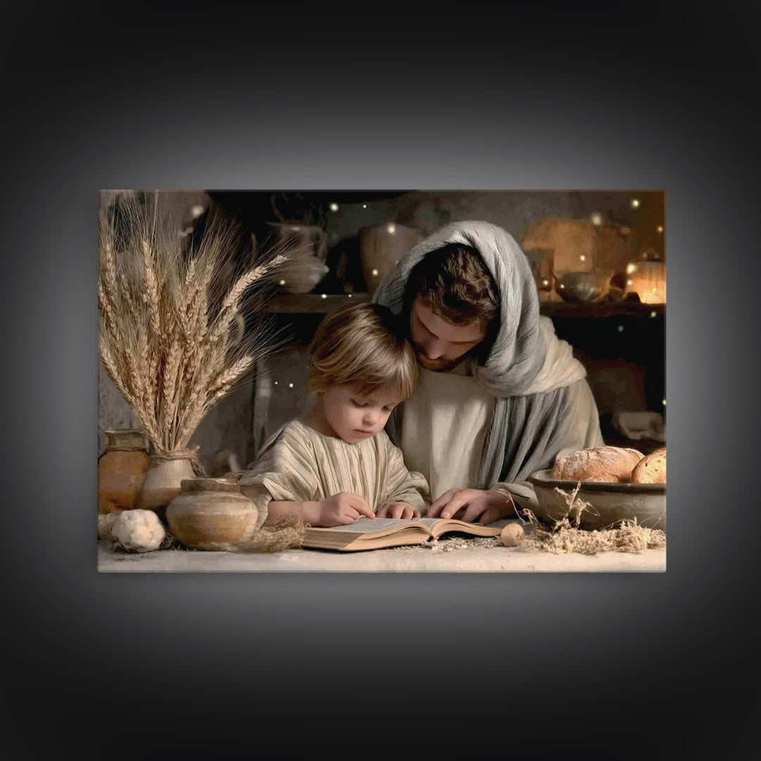 Humble Table Light | Framed Canvas Print | Christian Wall Art | Jesus Painting | Christian Art Canvas | Christian Gift | Vintage Christian