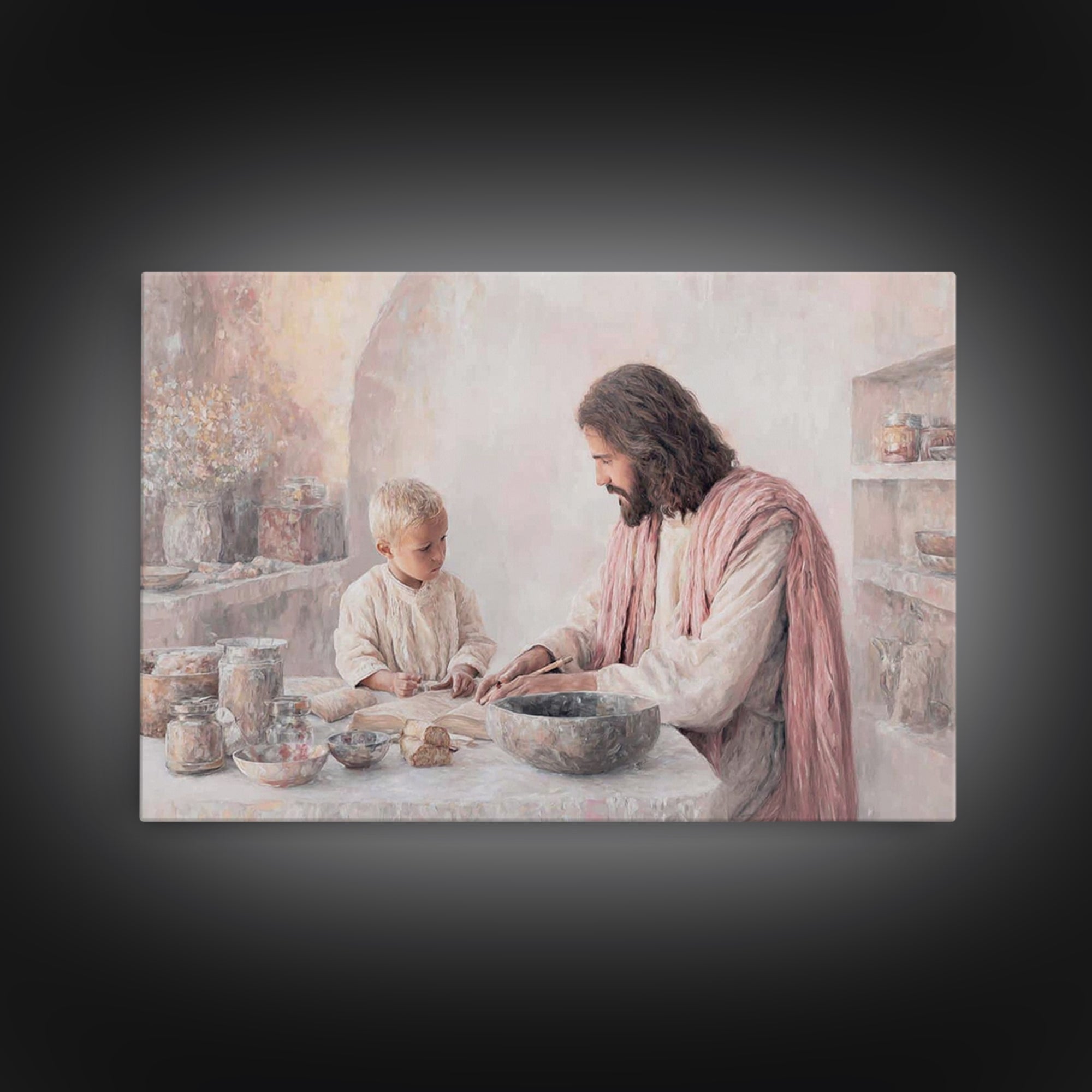 Home Of Faith, Framed Canvas Print, Christian Wall Art, Christian Art Canvas, Jesus Painting, Christian Christmas Art, Christian Decor