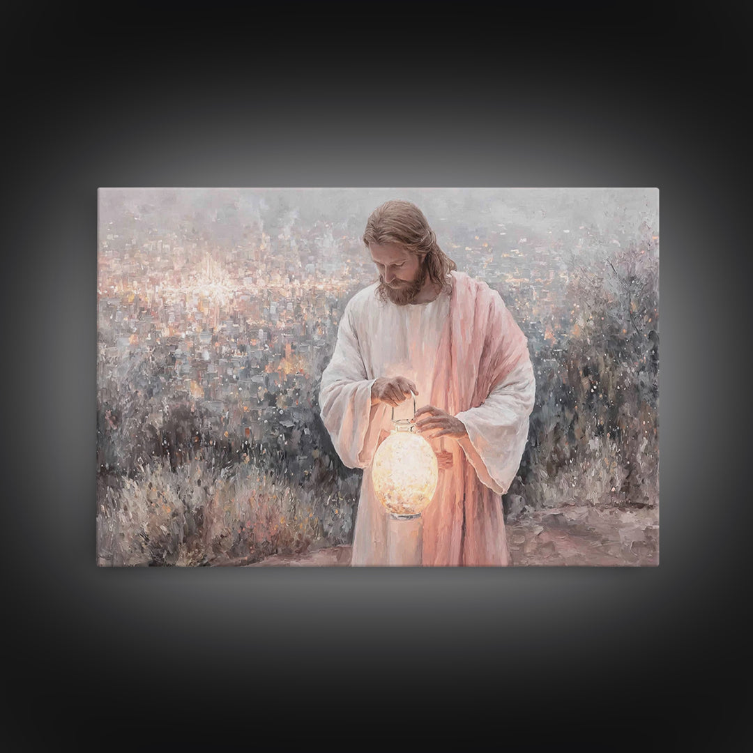 City Of Light – Framed Canvas Print – Jesus Painting – Christian Wall Art – Christian Art Canvas – Christian Christmas Art – Unique Christi