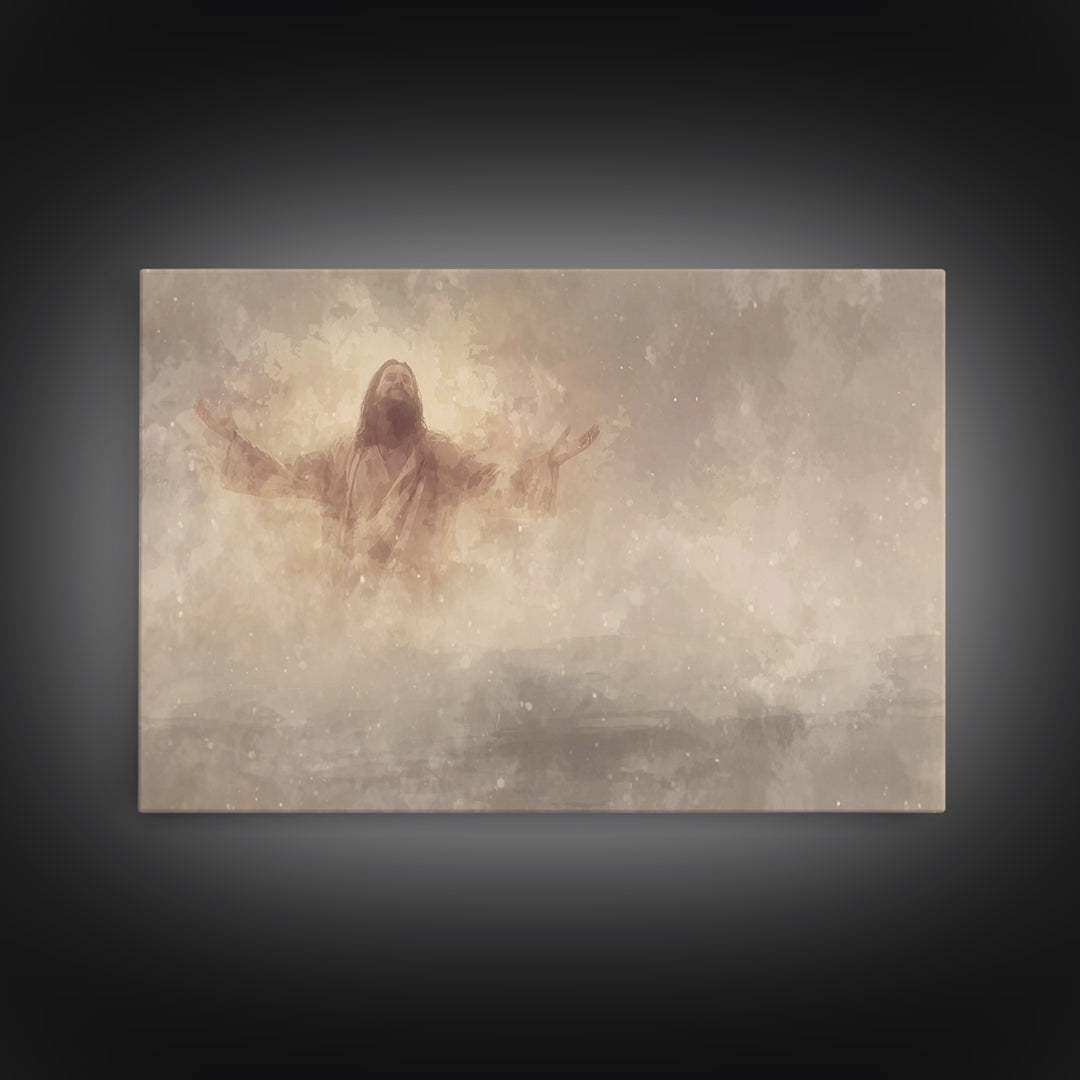Heavenly Rise – Framed Canvas Print – Christian Art Canvas – Jesus Painting – Christian Wall Art – Christian Gift – Modern Christian Art