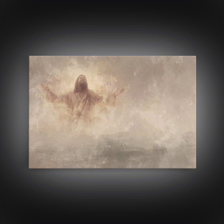 Heavenly Rise – Framed Canvas Print – Christian Art Canvas – Jesus Painting – Christian Wall Art – Christian Gift – Modern Christian Art