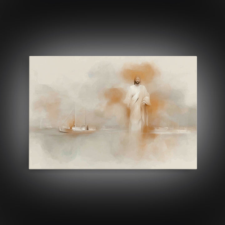 Calm Sea Promise, Framed Canvas Print, Christian Art Canvas, Jesus Painting, Christian Wall Art, Large Christian Art, Christian Gift Ideas