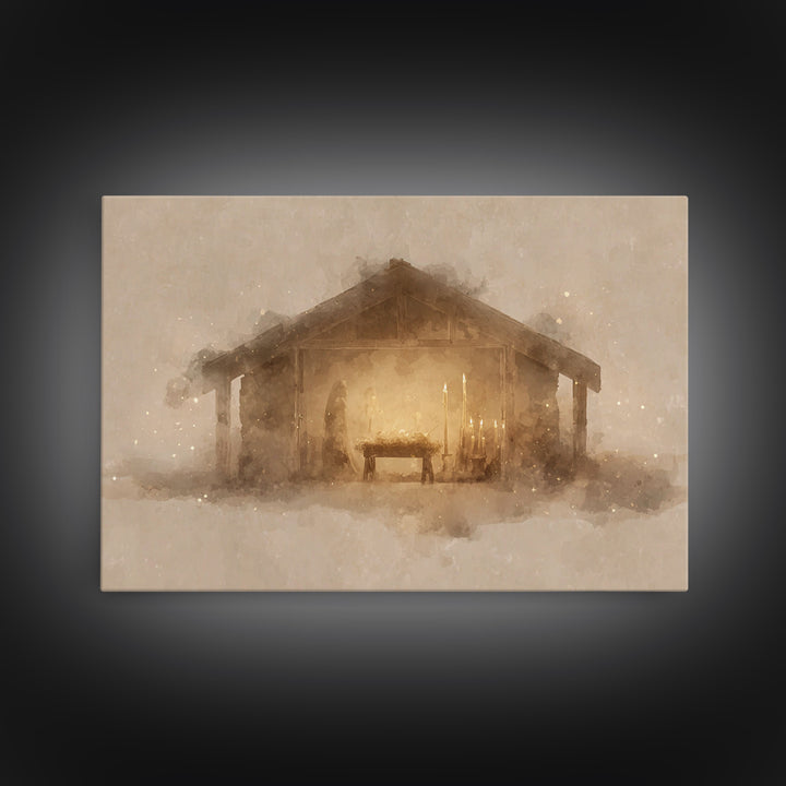 Stable Of Peace – Framed Canvas Print – Christian Wall Art – Christian Art Canvas – Christmas Art – Christian Christmas Decor – Christian A
