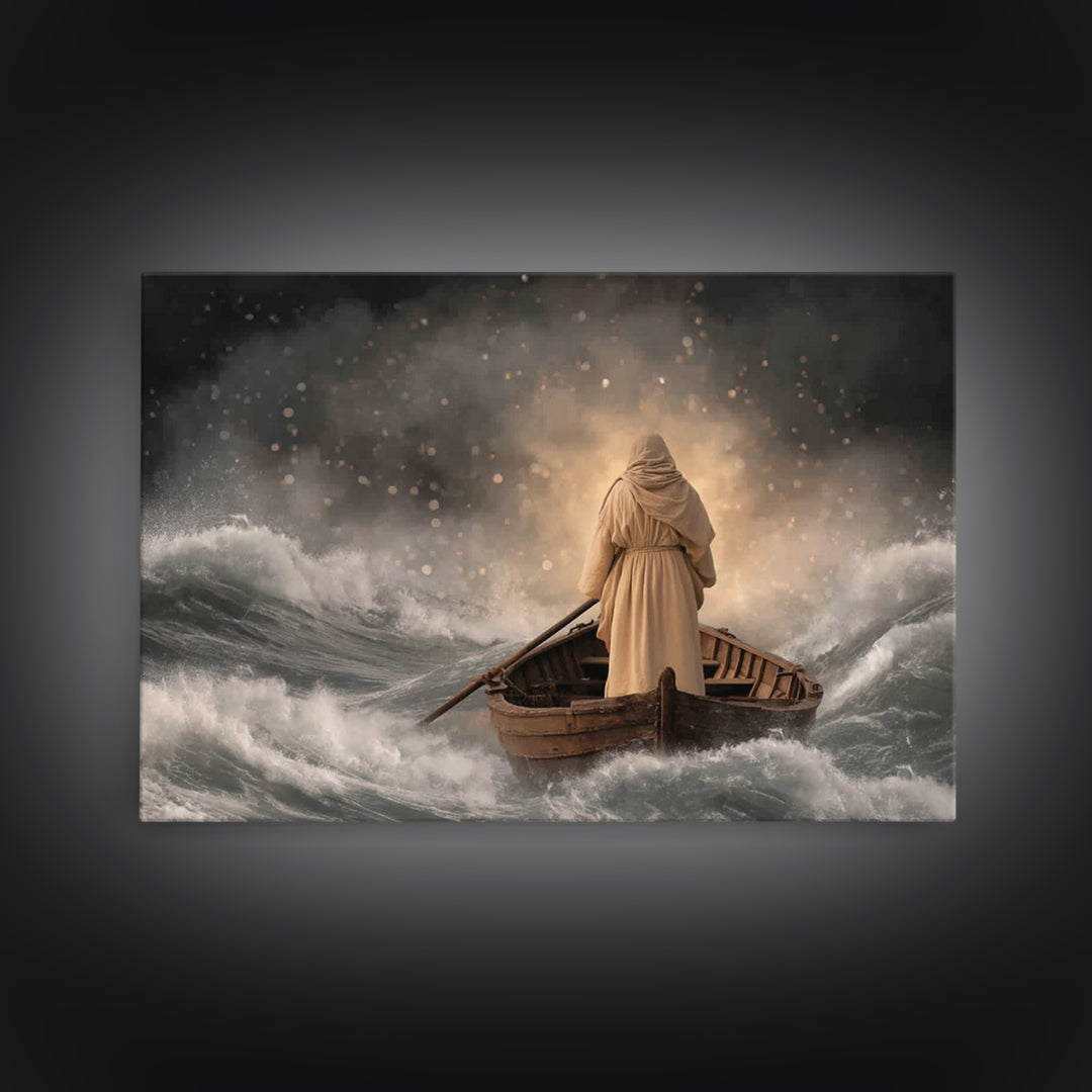Harbor Of Promise – Framed Canvas Print – Christian Art Canvas – Jesus Painting – Christian Wall Art – Moody Christian Art – Christian Gift