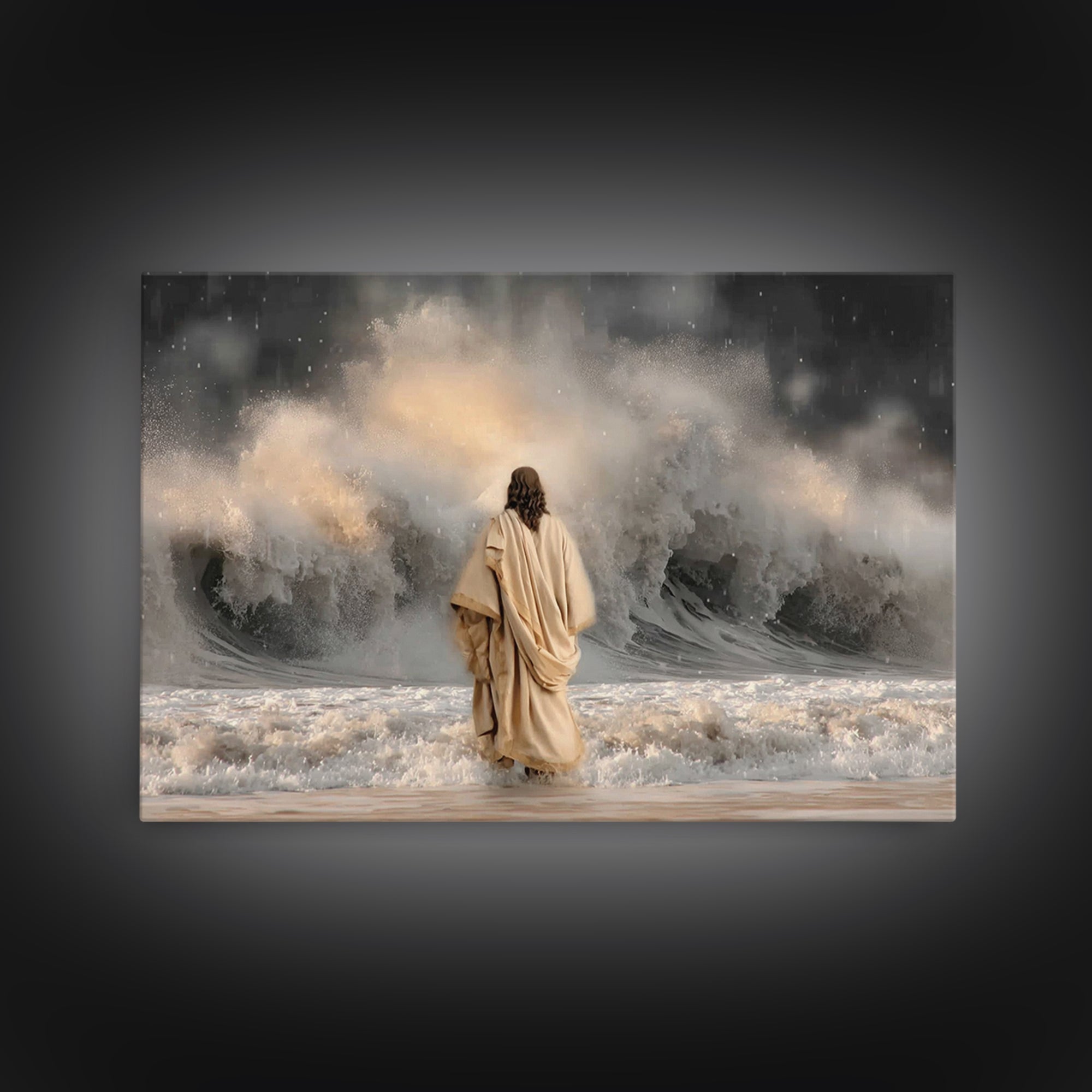 Stormlight Grace – Framed Canvas Print – Christian Art Canvas – Christmas Art Prints – Moody Christmas Art – Christian Wall Art – Jesus Pai