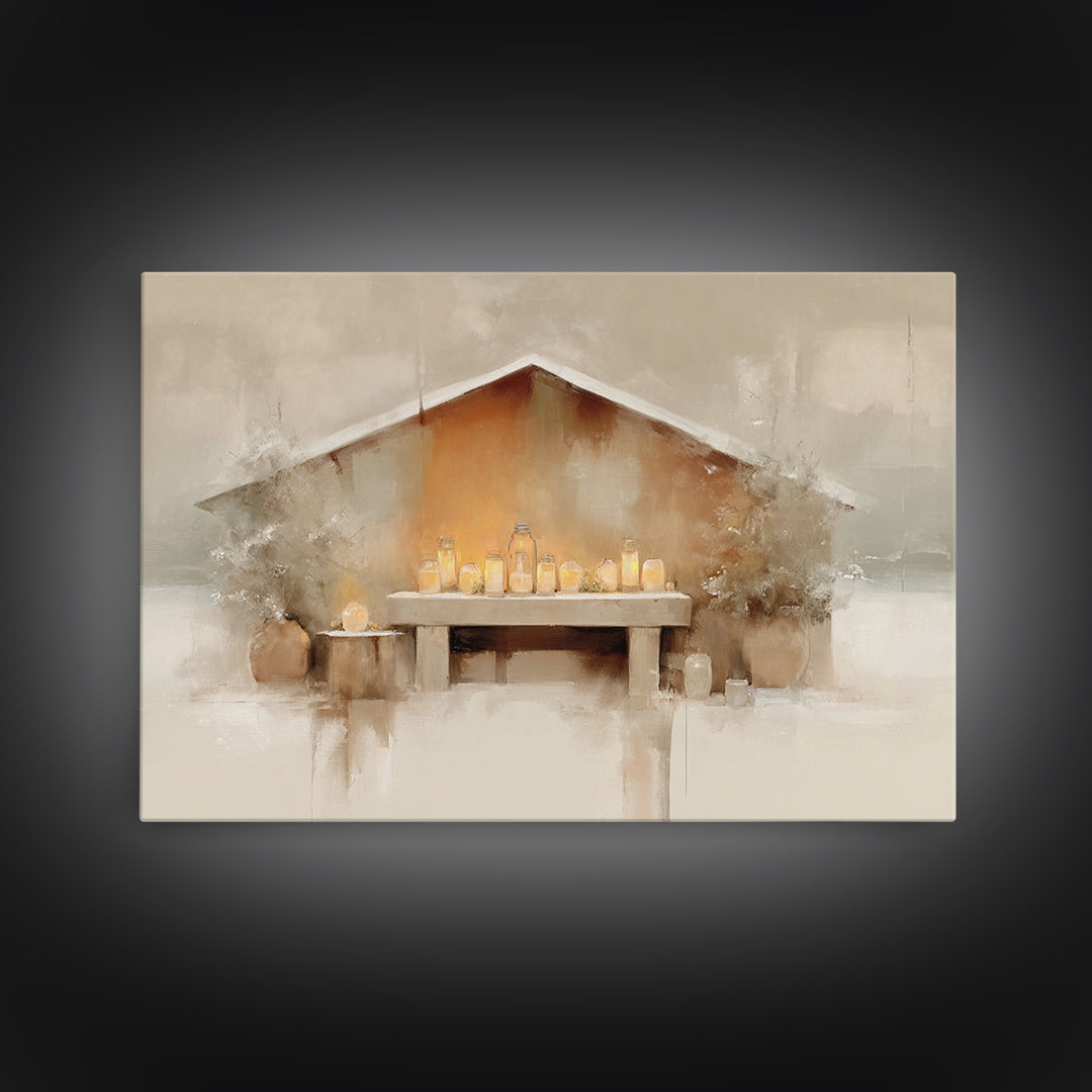 Humble Manger Stillness | Framed Canvas Print | Christian Wall Art | Christian Art Canvas | Christmas Art | Subtle Christian Art | Christia