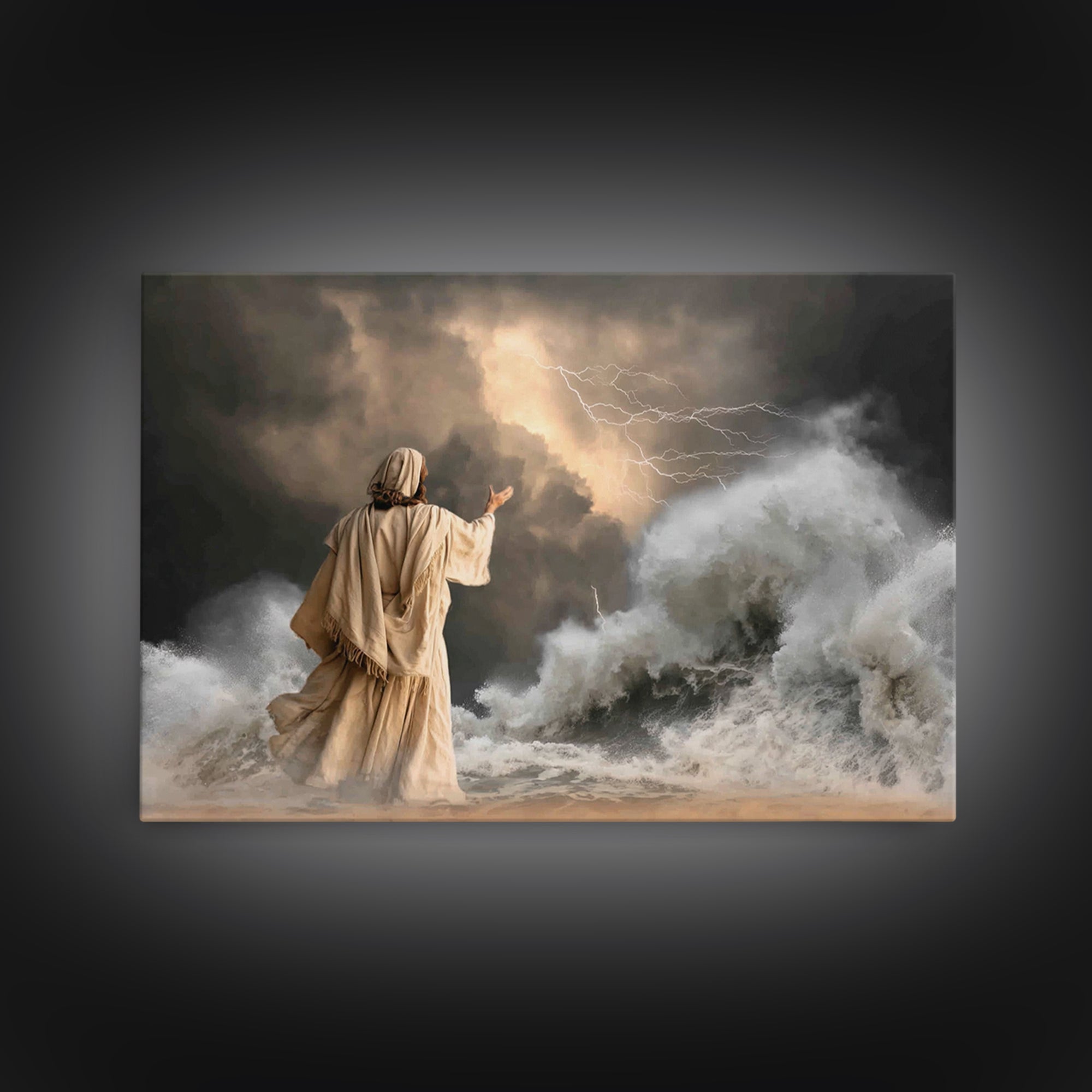 Thunderous Mercy | Framed Canvas Print | Christian Wall Art | Jesus Canvas Art | Christian Art Painting | Moody Christian Art | Christian D