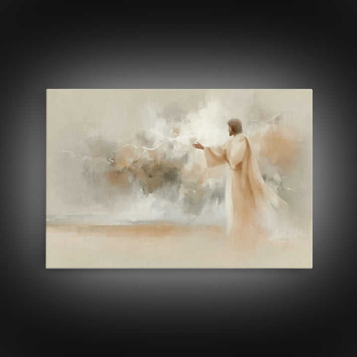 Divine Stillness – Framed Canvas Print – Minimalist Christian Art – Christian Wall Art – Jesus Painting – Christian Art Canvas – Abstract C