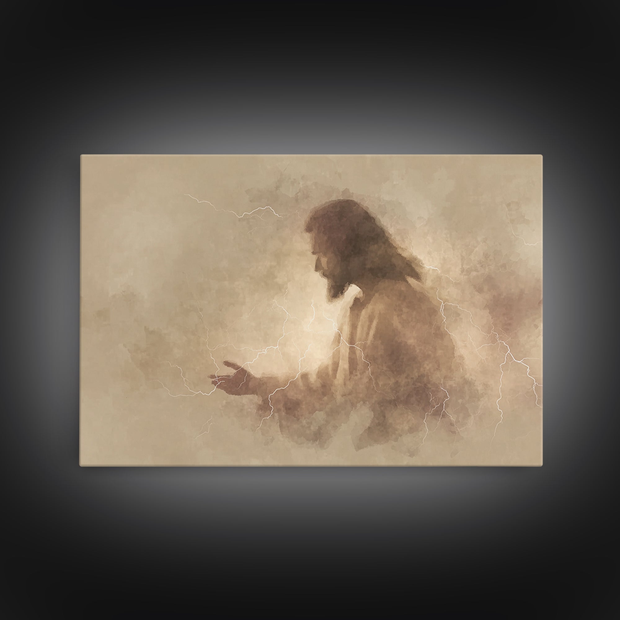 Radiant Mercy – Framed Canvas Print – Christian Art Canvas – Moody Christian Art – Jesus Art Print – Christian Wall Art – Unique Christian