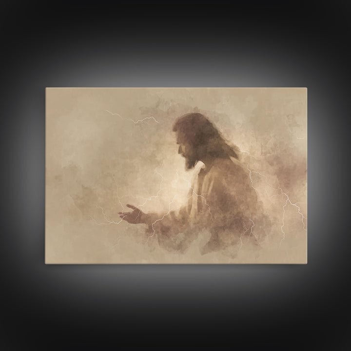 Radiant Mercy – Framed Canvas Print – Christian Art Canvas – Moody Christian Art – Jesus Art Print – Christian Wall Art – Unique Christian