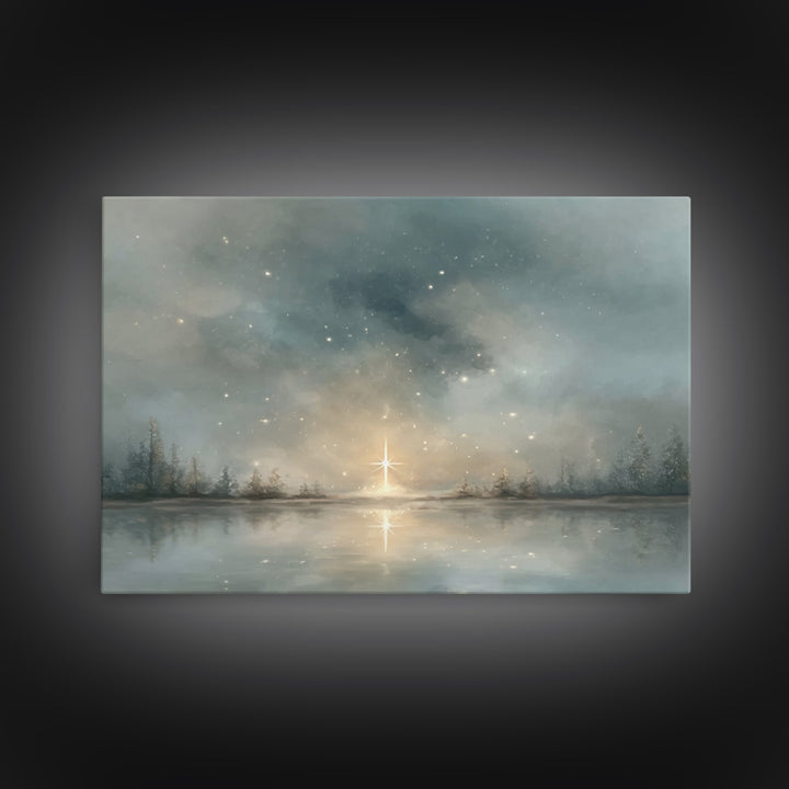 Silent Advent Star – Framed Canvas Print – Christian Wall Art – Christian Art Canvas – Christmas Art – Christian Christmas Art – Christian