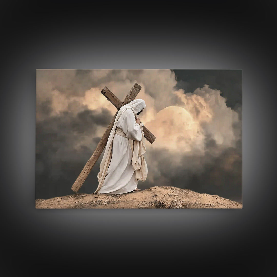 Burden Of Grace – Framed Canvas Print – Christian Art Canvas – Jesus Painting – Christian Wall Art – Modern Christian Art – Christian Decor