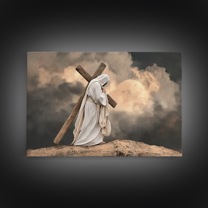 Burden Of Grace – Framed Canvas Print – Christian Art Canvas – Jesus Painting – Christian Wall Art – Modern Christian Art – Christian Decor