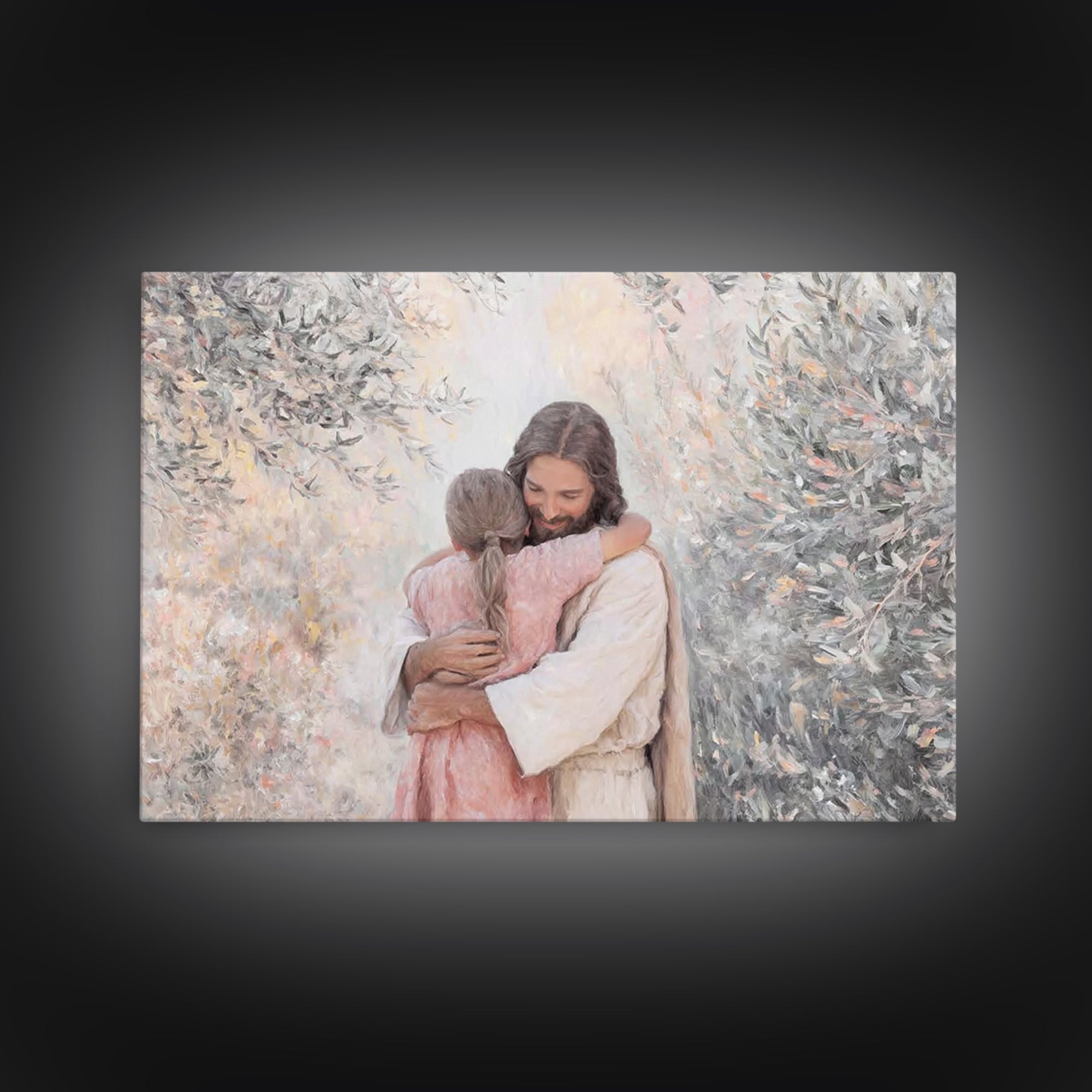Compassion Embrace – Framed Canvas Print – Jesus Painting – Christian Wall Art – Christian Art Canvas – Christian Gift – Modern Christian A