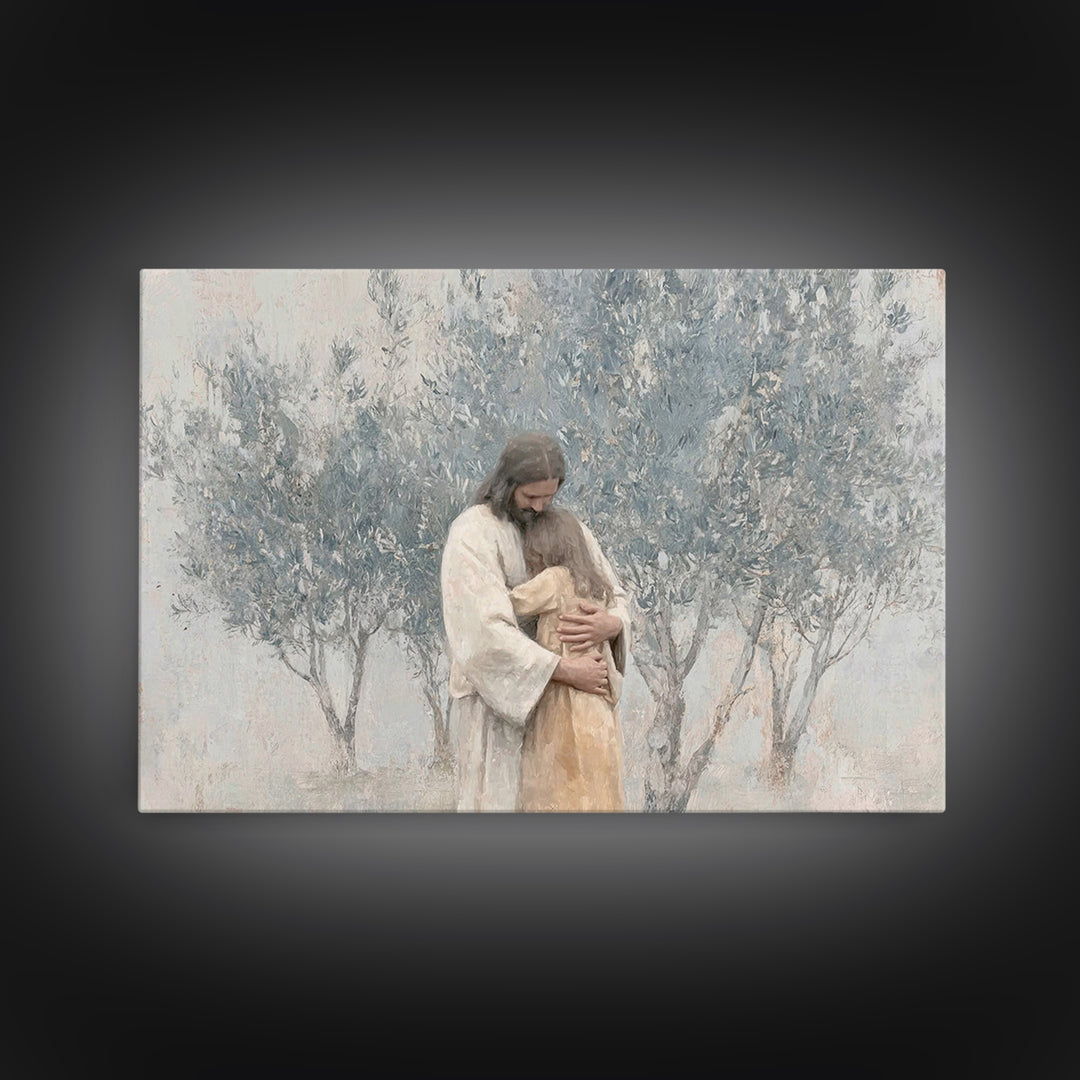 Olive Grove Peace – Framed Canvas Print – Christian Art Canvas – Jesus Painting – Christian Wall Art – Subtle Christian Paintings – Christi