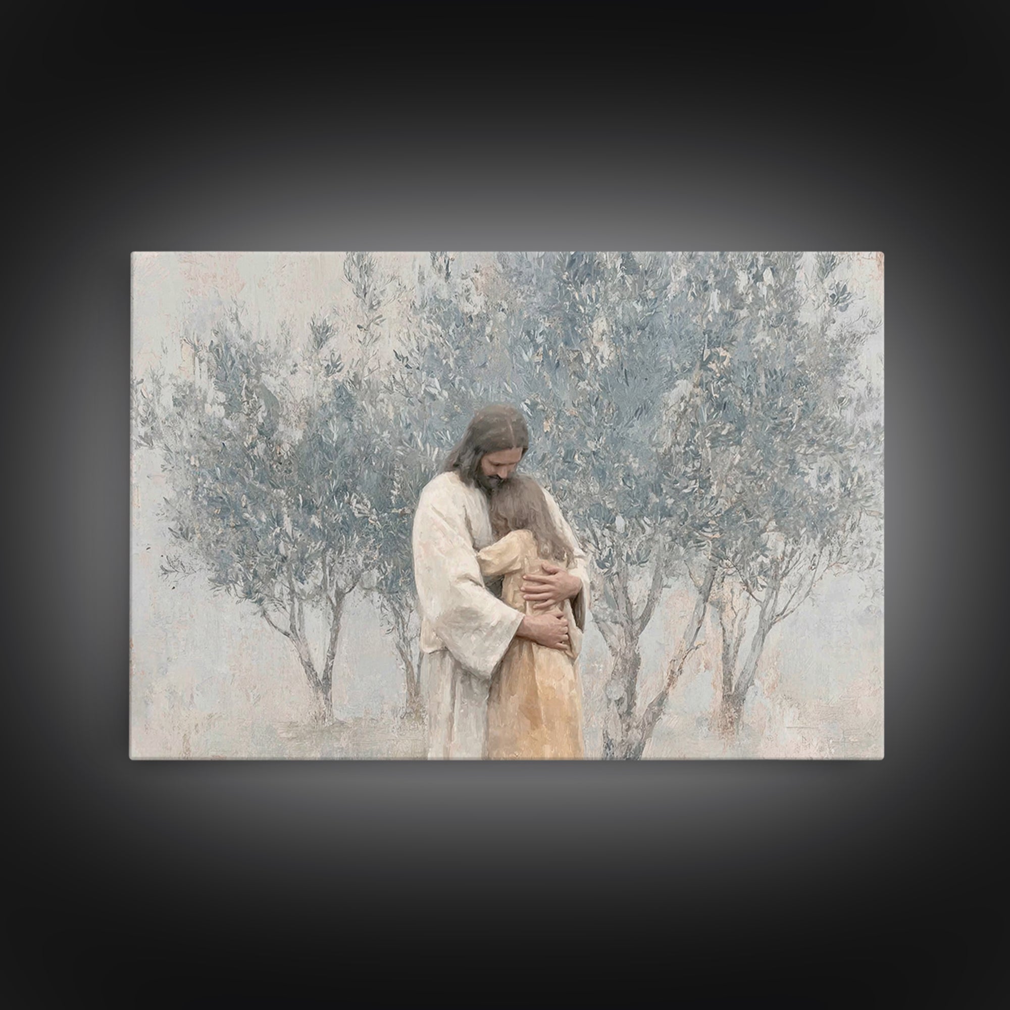 Olive Grove Peace – Framed Canvas Print – Christian Art Canvas – Jesus Painting – Christian Wall Art – Subtle Christian Paintings – Christi