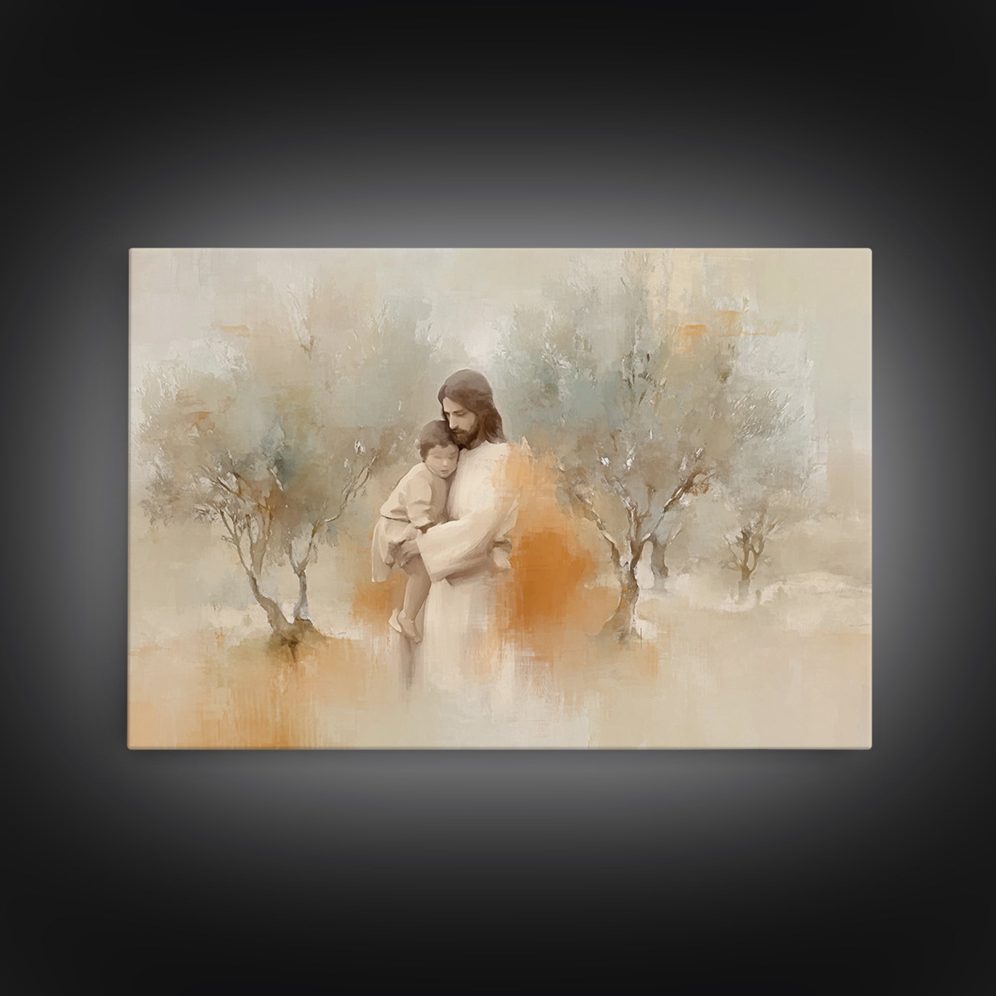 Sheltering Light – Framed Canvas Print – Christian Art Canvas – Jesus Painting – Christian Wall Art – Christian Gift Ideas – Large Christia