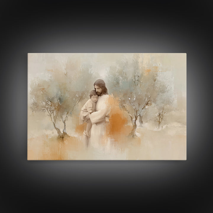 Sheltering Light – Framed Canvas Print – Christian Art Canvas – Jesus Painting – Christian Wall Art – Christian Gift Ideas – Large Christia