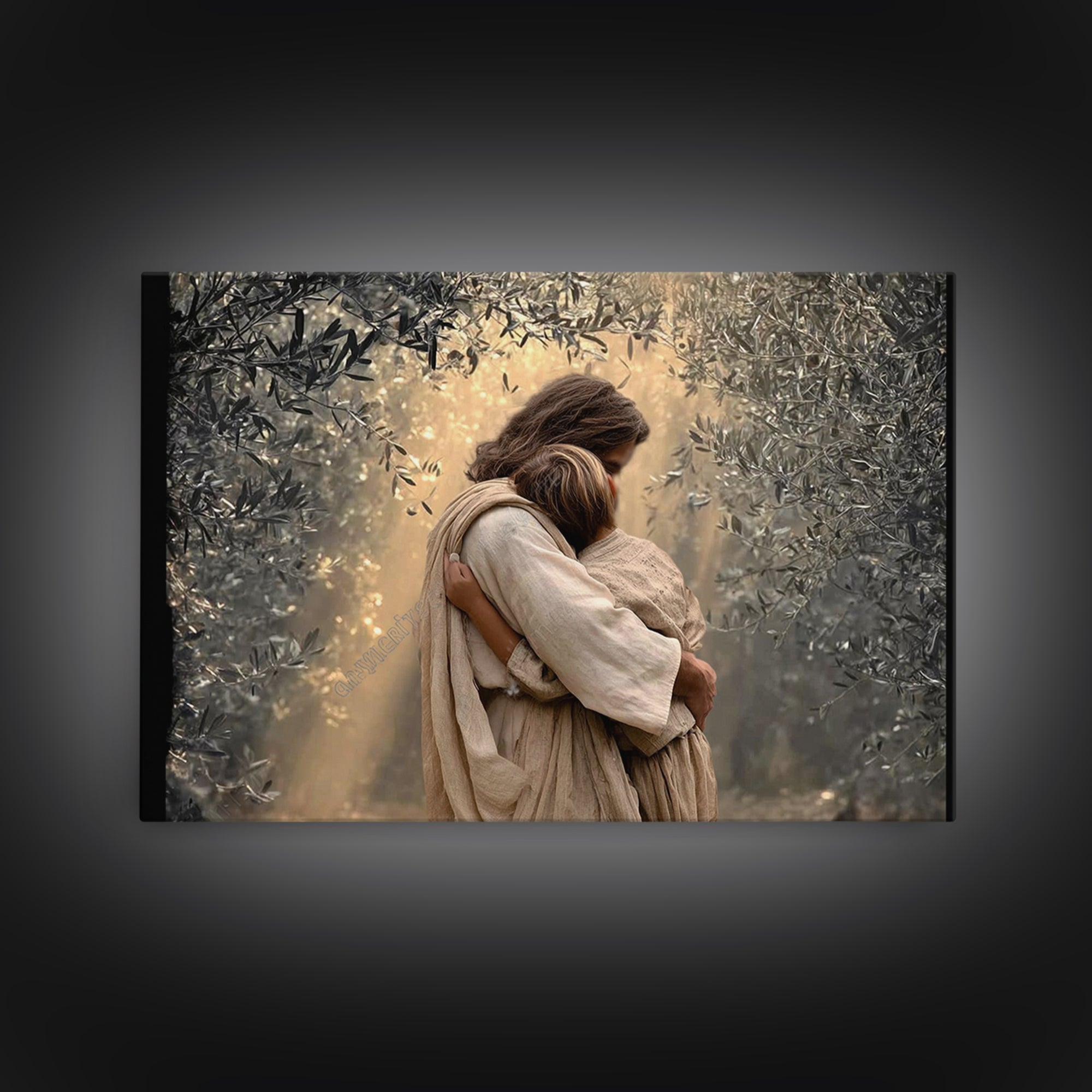 Gentle Refuge – Framed Canvas Print – Jesus Painting – Christian Wall Art – Christian Art Canvas – Minimalist Christian Art – Christian Dec
