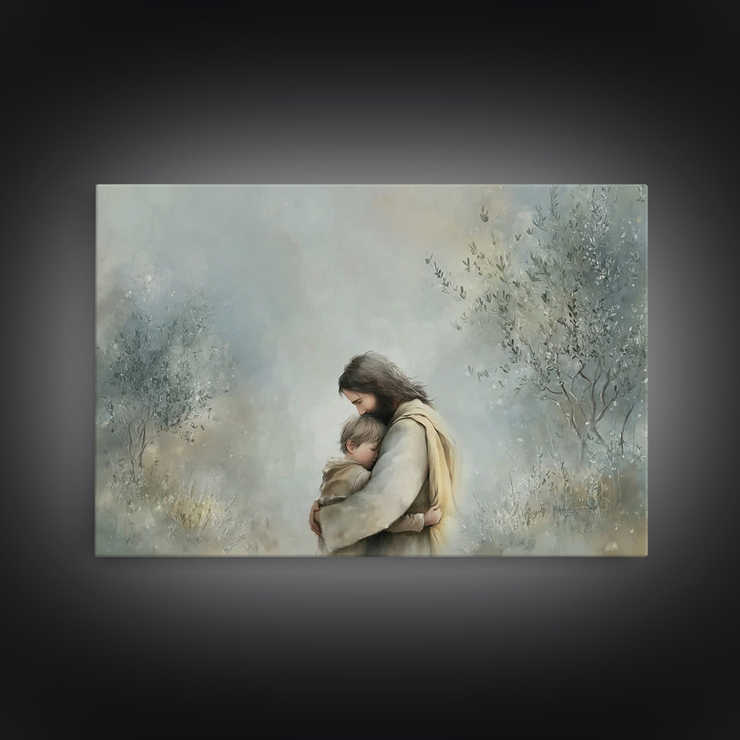 Sacred Holding – Framed Canvas Print – Christian Art Canvas – Jesus Painting – Christian Wall Art – Vintage Christian Art – Christian Home