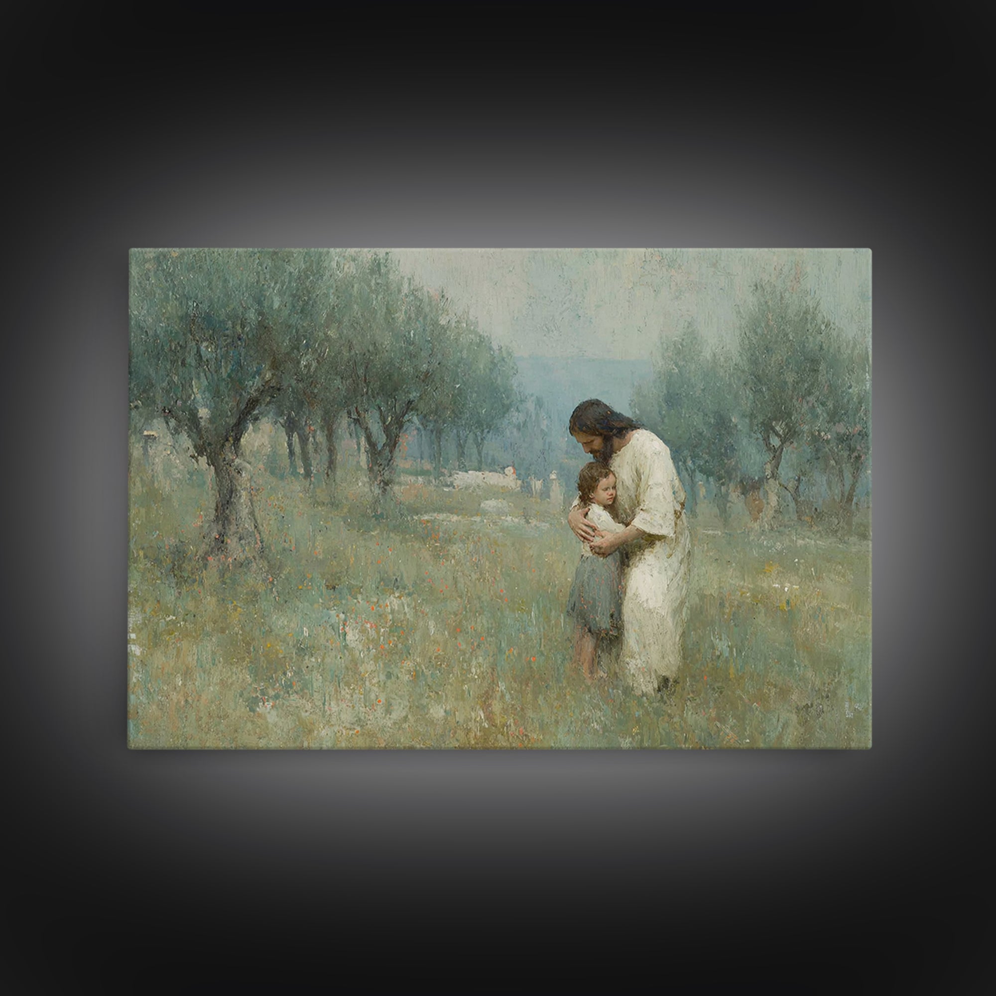 Grace In The Grove – Framed Canvas Print – Christian Wall Art – Jesus Painting – Christian Art Canvas – Subtle Christian Art – Christian Gi