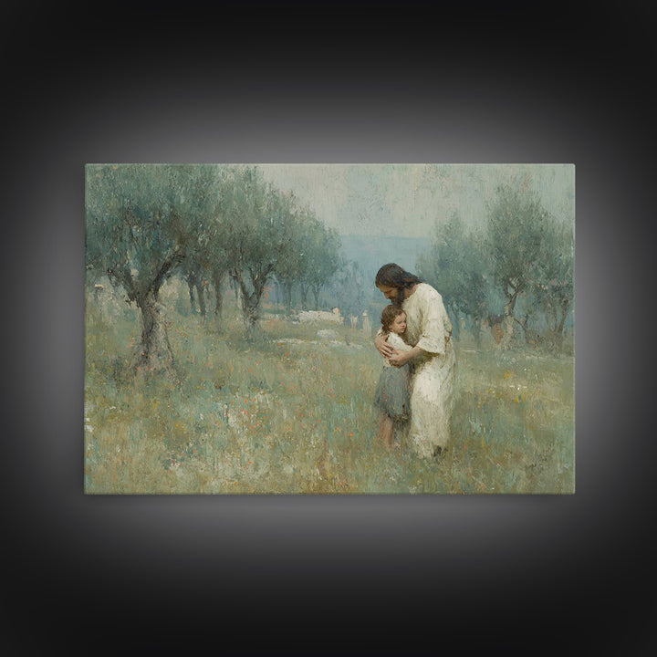 Grace In The Grove – Framed Canvas Print – Christian Wall Art – Jesus Painting – Christian Art Canvas – Subtle Christian Art – Christian Gi