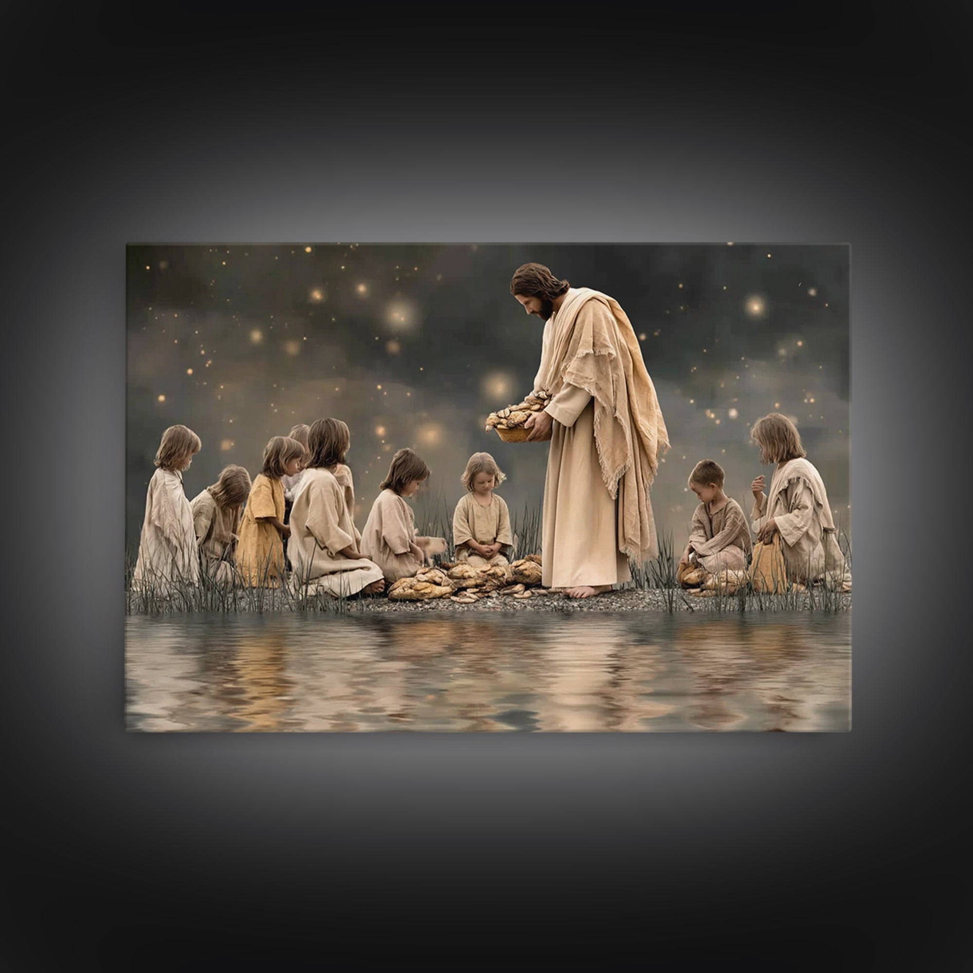 Bread Of Mercy – Framed Canvas Print – Jesus Painting – Christian Art Canvas – Christian Wall Art – Large Christian Art – Modern Christian