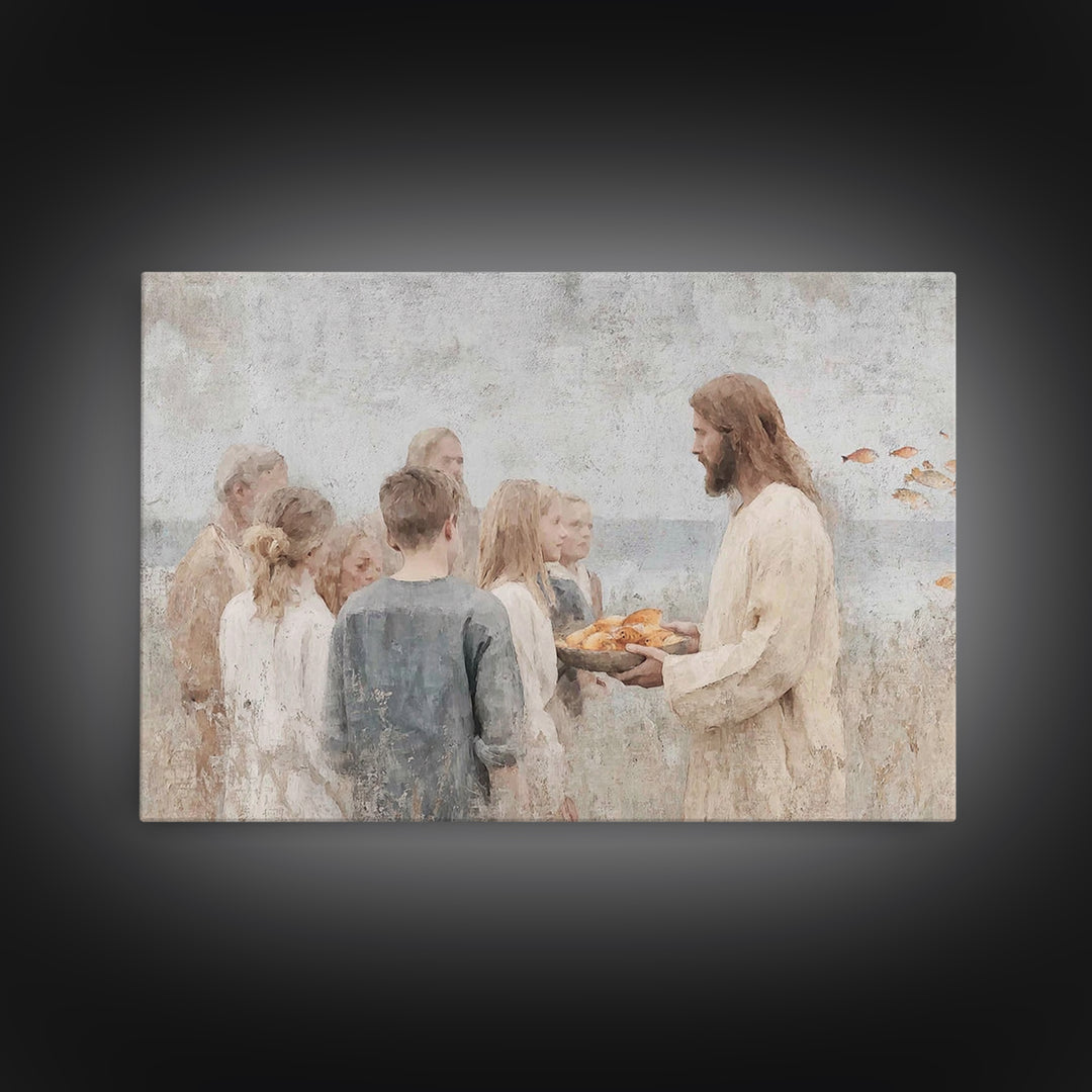 Gathered Blessing – Framed Canvas Print – Christian Art Canvas – Christian Wall Art – Jesus Painting – Christian Art Print – Christian Deco