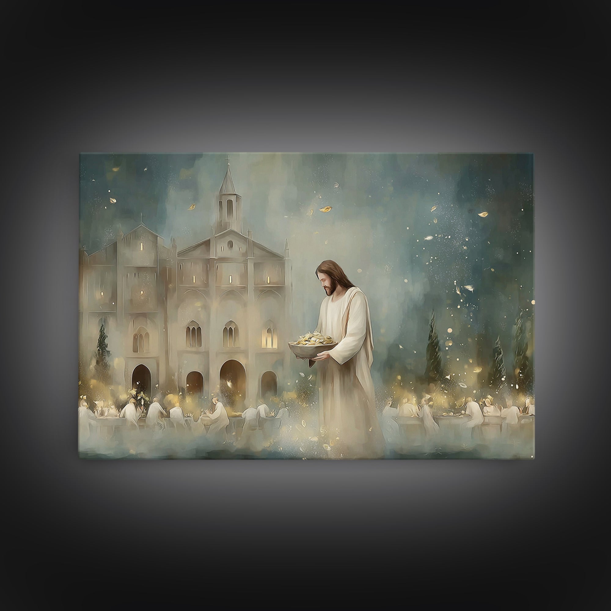 Cathedral Blessing – Framed Canvas Print – Christian Wall Art – Christian Art Canvas – Jesus Painting – Moody Christian Art – Christian Dec