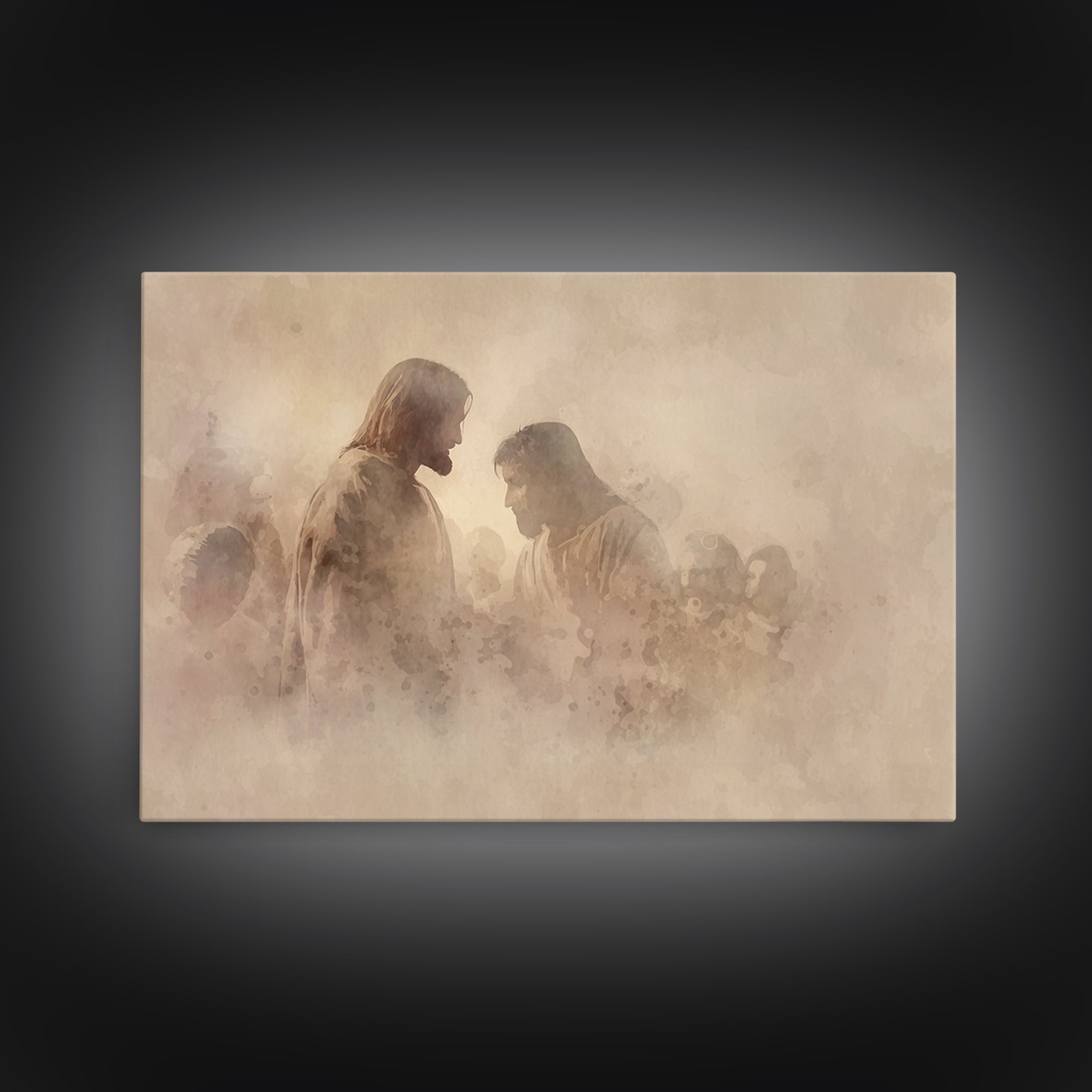 Quiet Grace Dawn, Framed Canvas Print, Christian Wall Art, Christian Art Canvas, Jesus Painting, Christian Christmas Art, Christian Decor