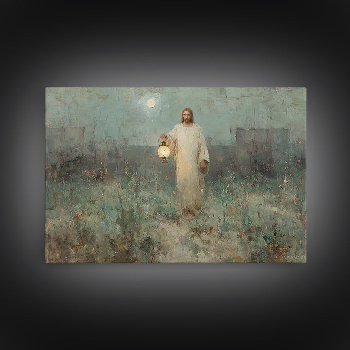 Gentle Shepherd Light, Framed Canvas Print, Jesus Canvas Art, Christian Wall Art, Christian Art Canvas, Christian Gift Ideas, Christian Dec