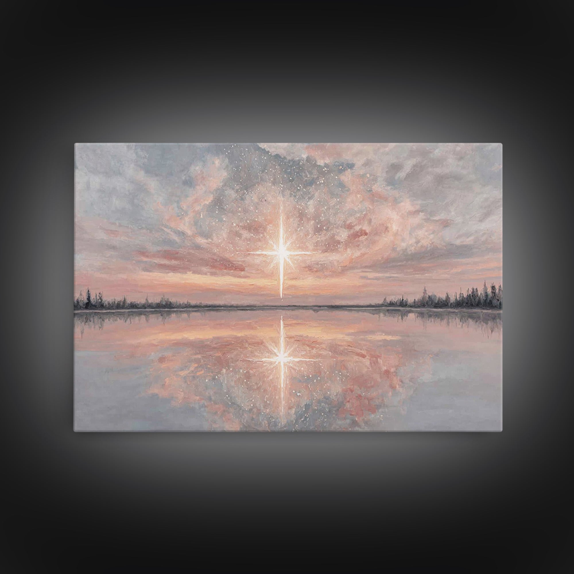 Heavenly Dawn Star | Framed Canvas Print | Christian Art Canvas | Christian Christmas Decor | Christian Painting | Christmas Wall Art | Vin