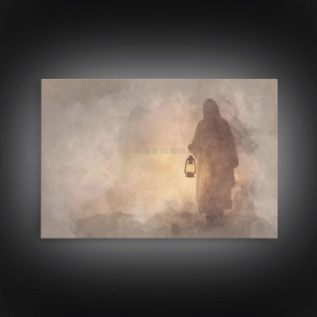 Light Of The World, Framed Canvas Print, Jesus Painting Canvas, Christian Wall Art, Christian Art Canvas, Christian Decor, Christian Christ