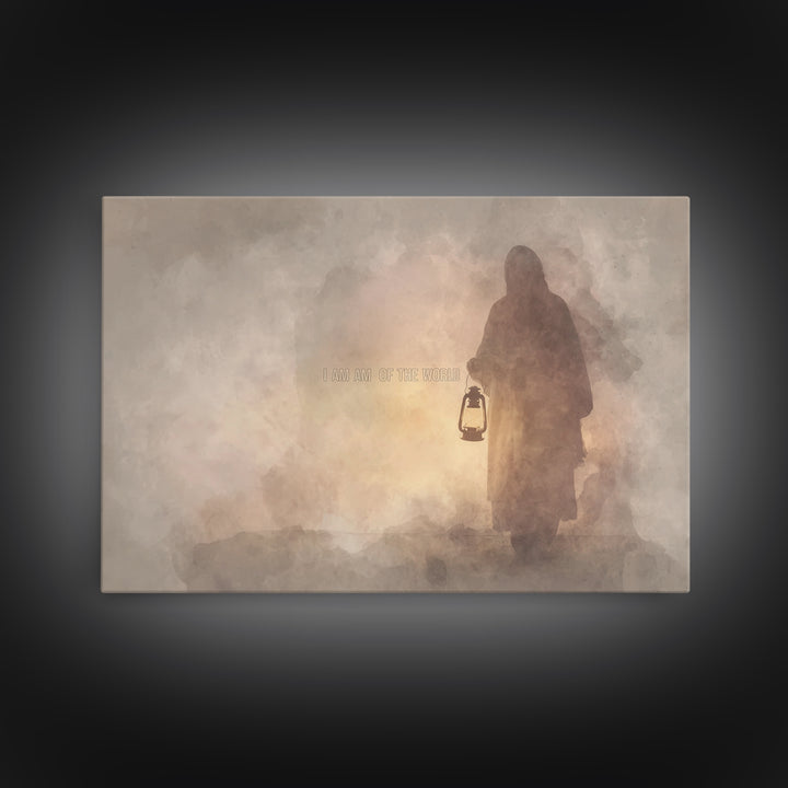 Light Of The World, Framed Canvas Print, Jesus Painting Canvas, Christian Wall Art, Christian Art Canvas, Christian Decor, Christian Christ
