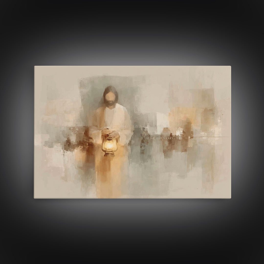 Gentle Lantern Peace – Framed Canvas Print – Christian Wall Art – Christian Art Canvas – Minimalist Christian Art – Jesus Painting – Christ