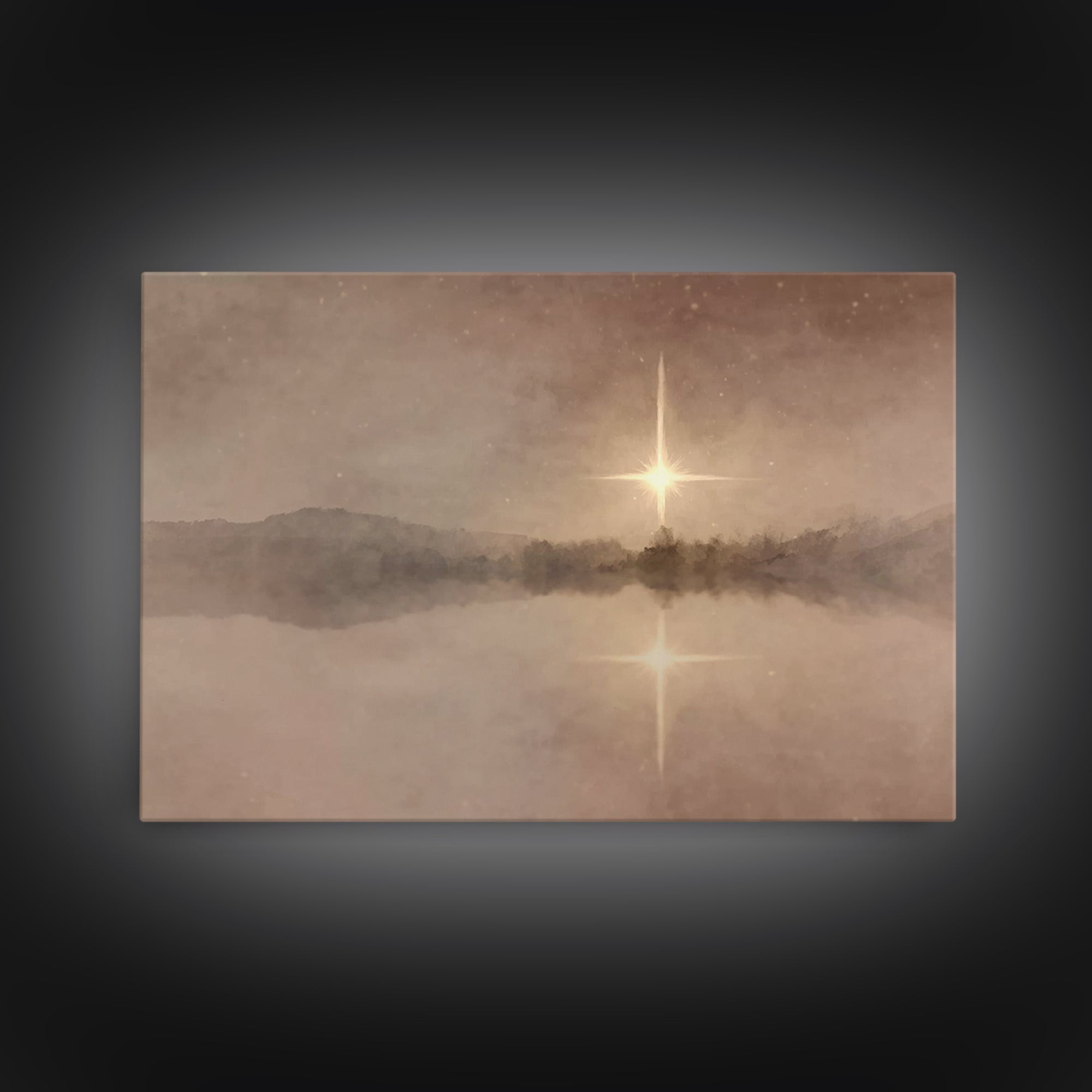 Silent Bethlehem Light, Framed Canvas Print, Christian Wall Art, Christmas Art Prints, Christian Art Canvas, Moody Christmas Art, Christian