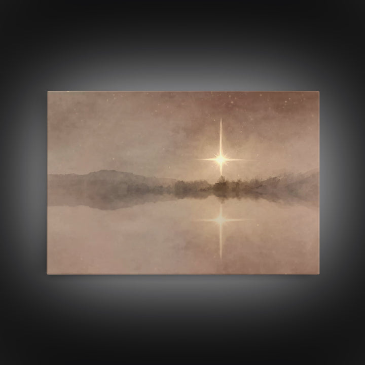 Silent Bethlehem Light, Framed Canvas Print, Christian Wall Art, Christmas Art Prints, Christian Art Canvas, Moody Christmas Art, Christian