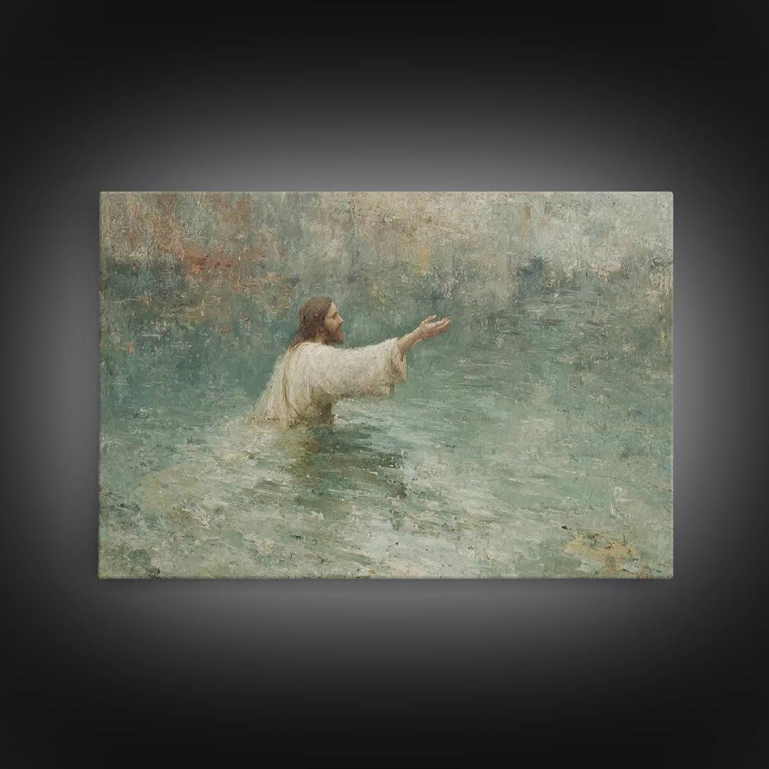 Waters Of Grace – Framed Canvas Print – Christian Art Work – Jesus Painting Canvas – Christian Wall Art – Modern Christian Art – Christian