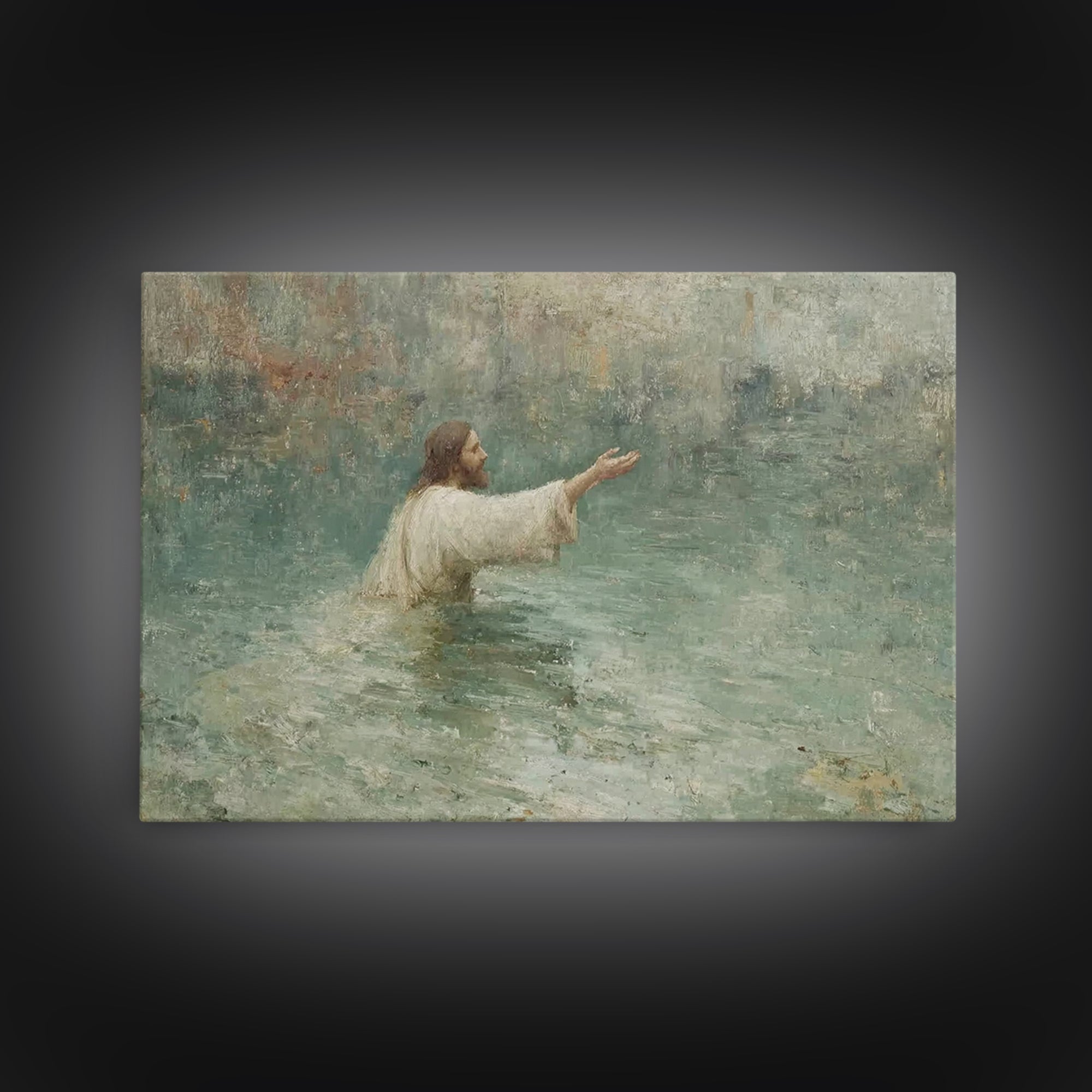 Waters Of Grace – Framed Canvas Print – Christian Art Work – Jesus Painting Canvas – Christian Wall Art – Modern Christian Art – Christian