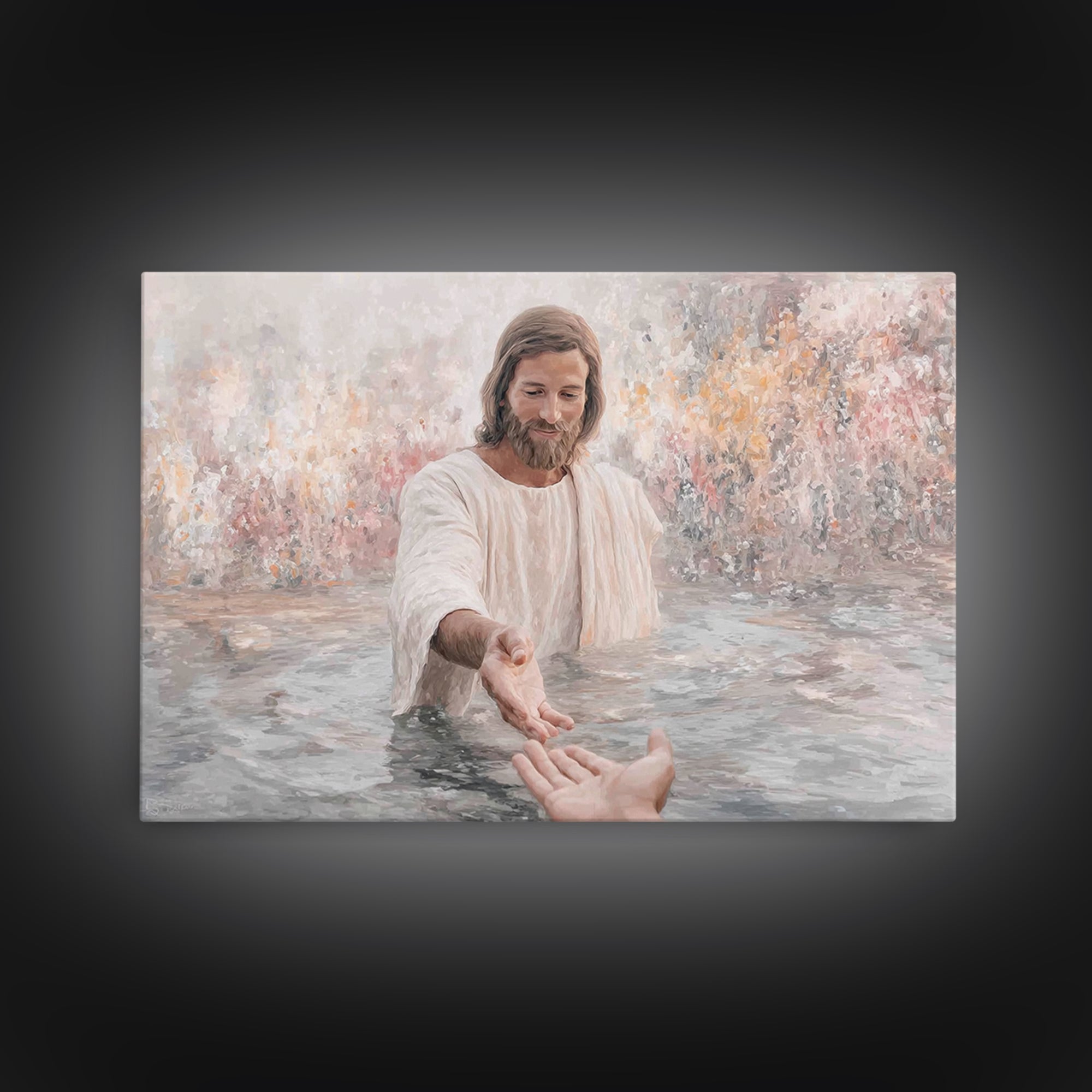 The Saving Hand – Framed Canvas Print – Christian Wall Art – Jesus Painting – Christian Art Canvas – Christian Decor – Christian Gift Ideas